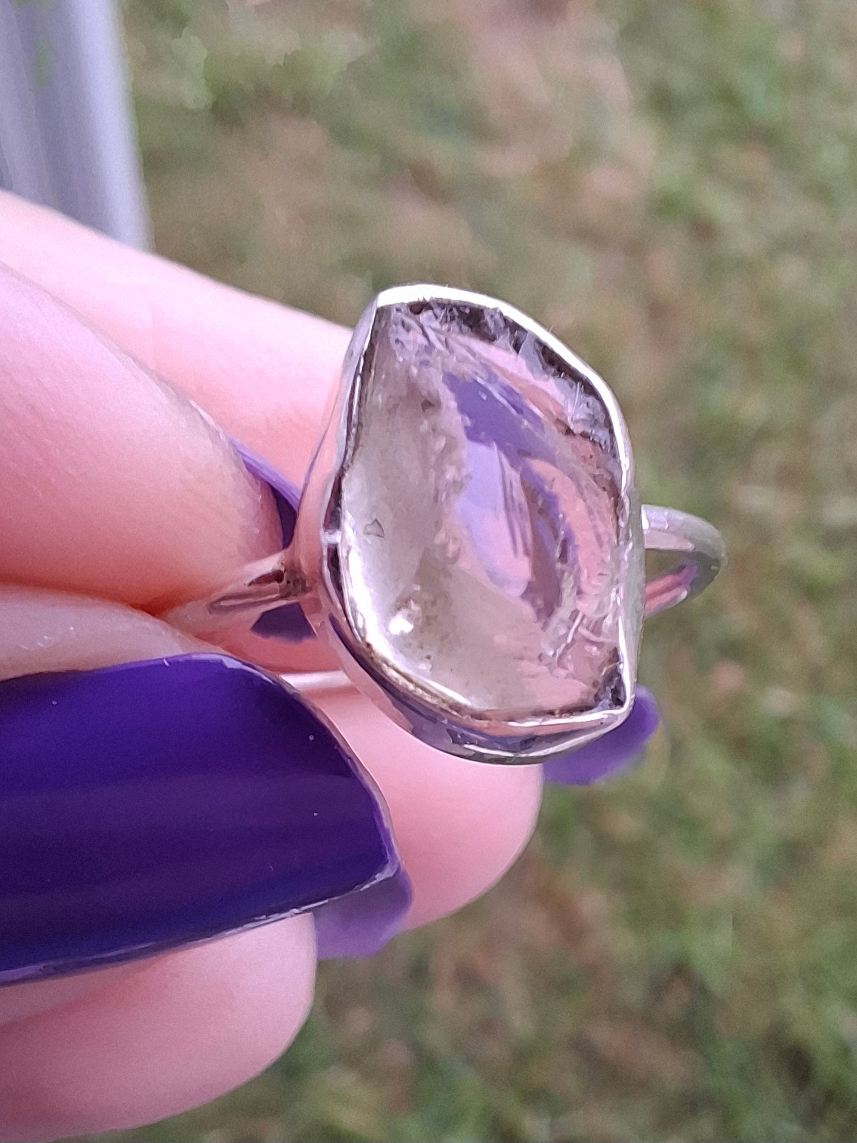 Libyan Desert Glass Ring, size small P, 925 Silver, Tektite (Ref: LR25)