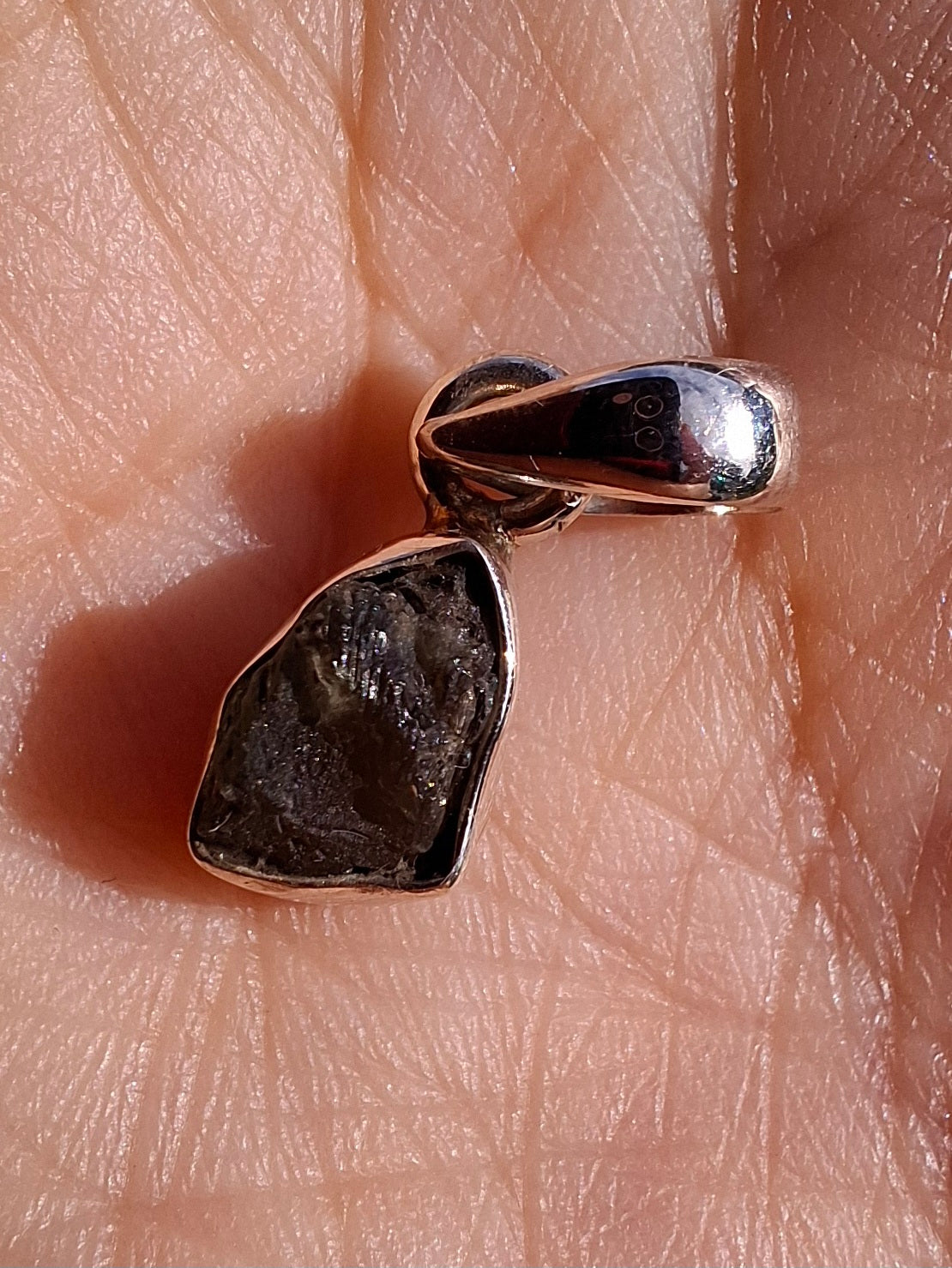 Moldavite Piece, 925 Silver, Tektite (Ref: P54)