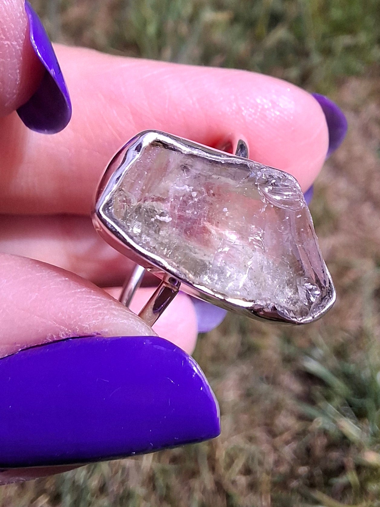 Libyan Desert Glass Ring, size large P, 925 Silver, Tektite (Ref: LR33)