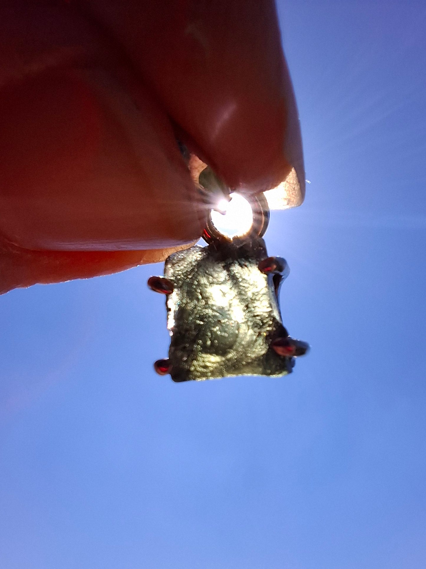 Moldavite Claw Pendant, 925 Silver, Tektite (Ref: P20)