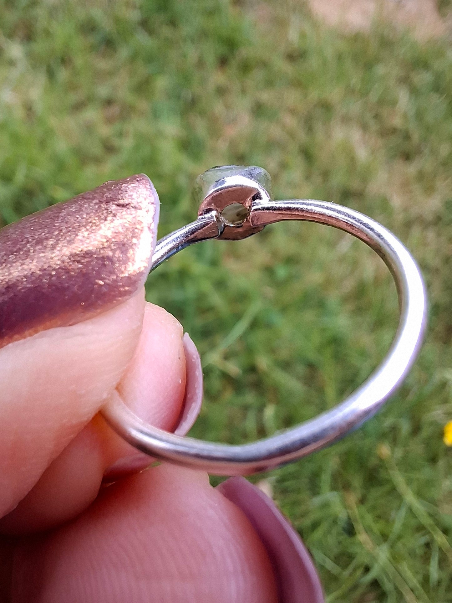 Moldavite Ring, size large M/small N, 925 Silver, Tektite (Ref: R40)