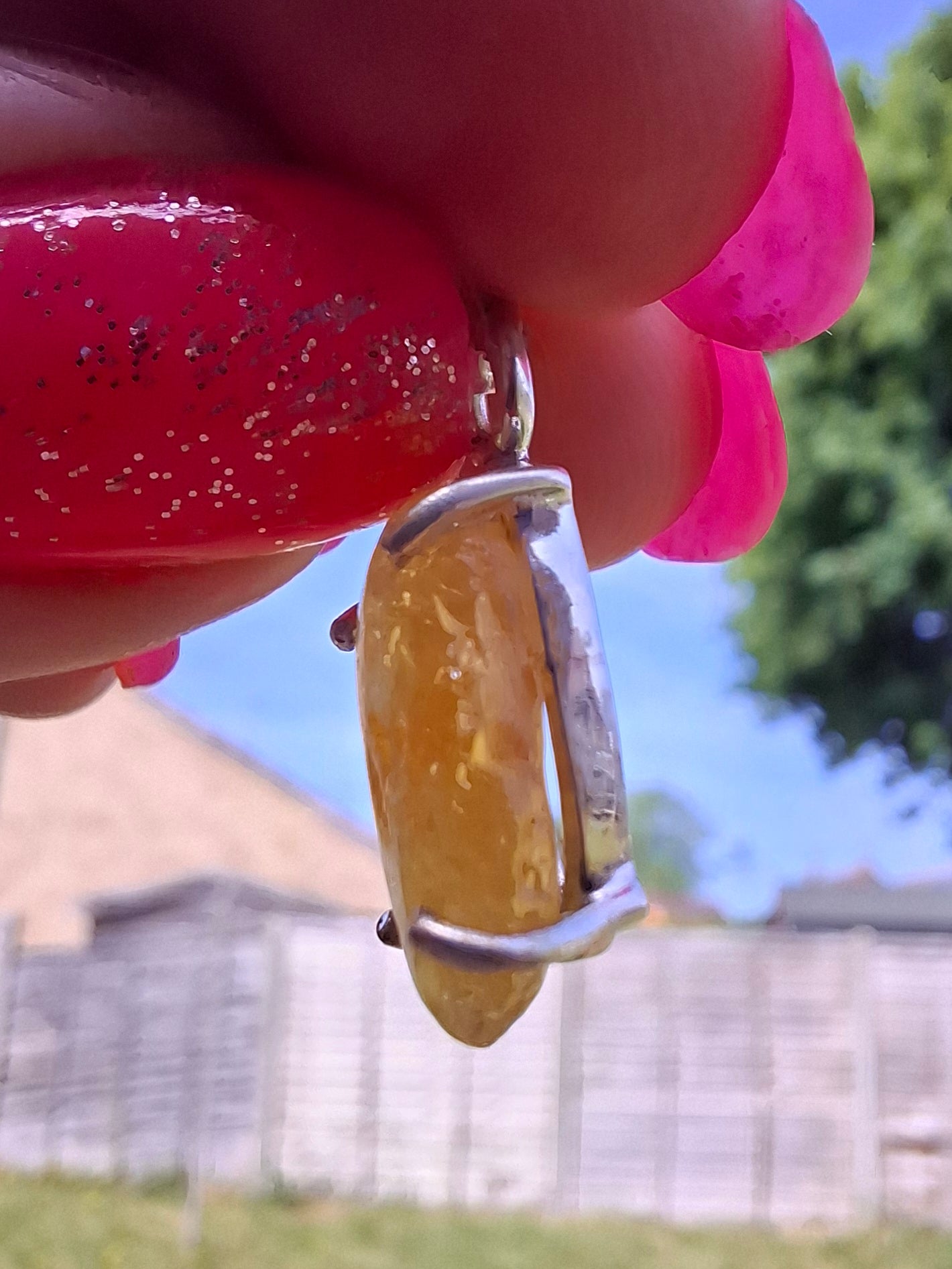 Baltic Amber Pendant, 925 Silver, Fossil (Ref: AP23)