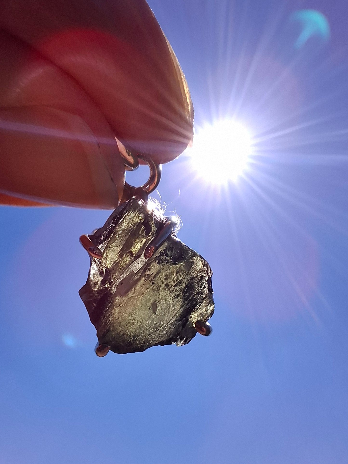 Moldavite Claw Pendant, 925 Silver, Tektite (Ref: P26)