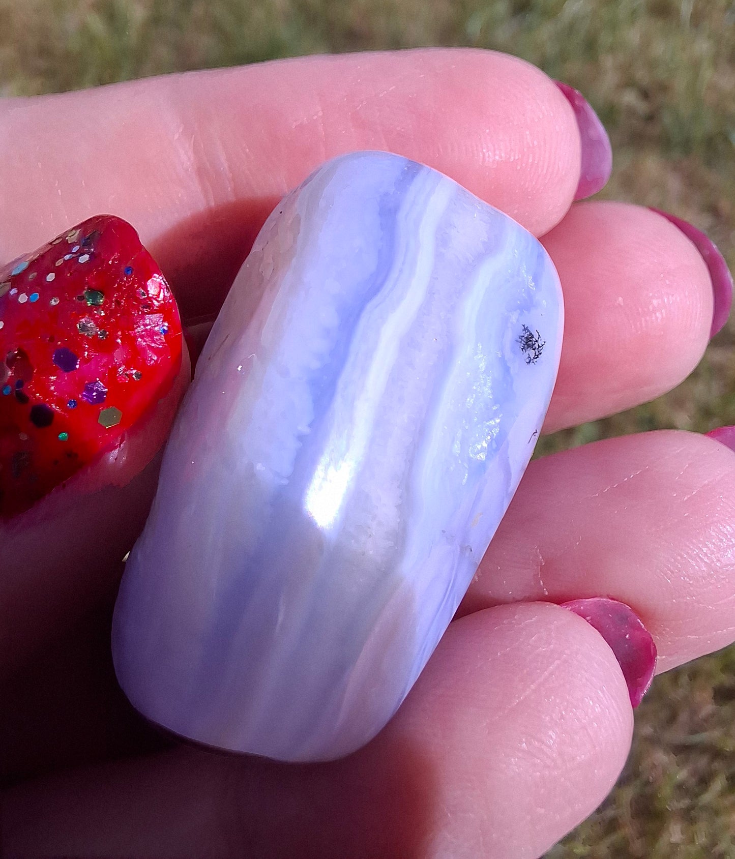 Blue Lace Agate, Tumble Stone, Crystal (Ref: T142)