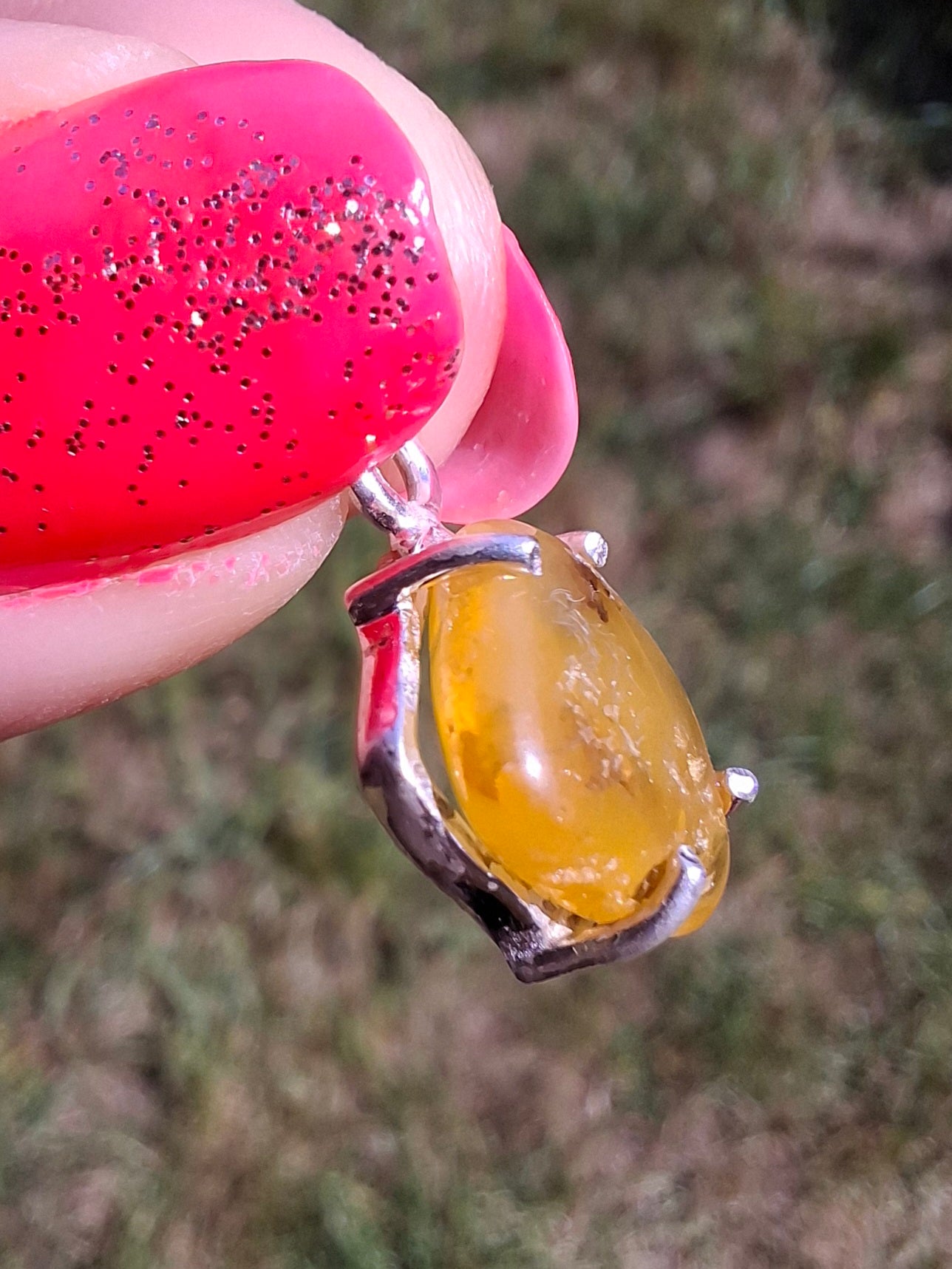 Baltic Amber Pendant, 925 Silver, Fossil (Ref: AP20)