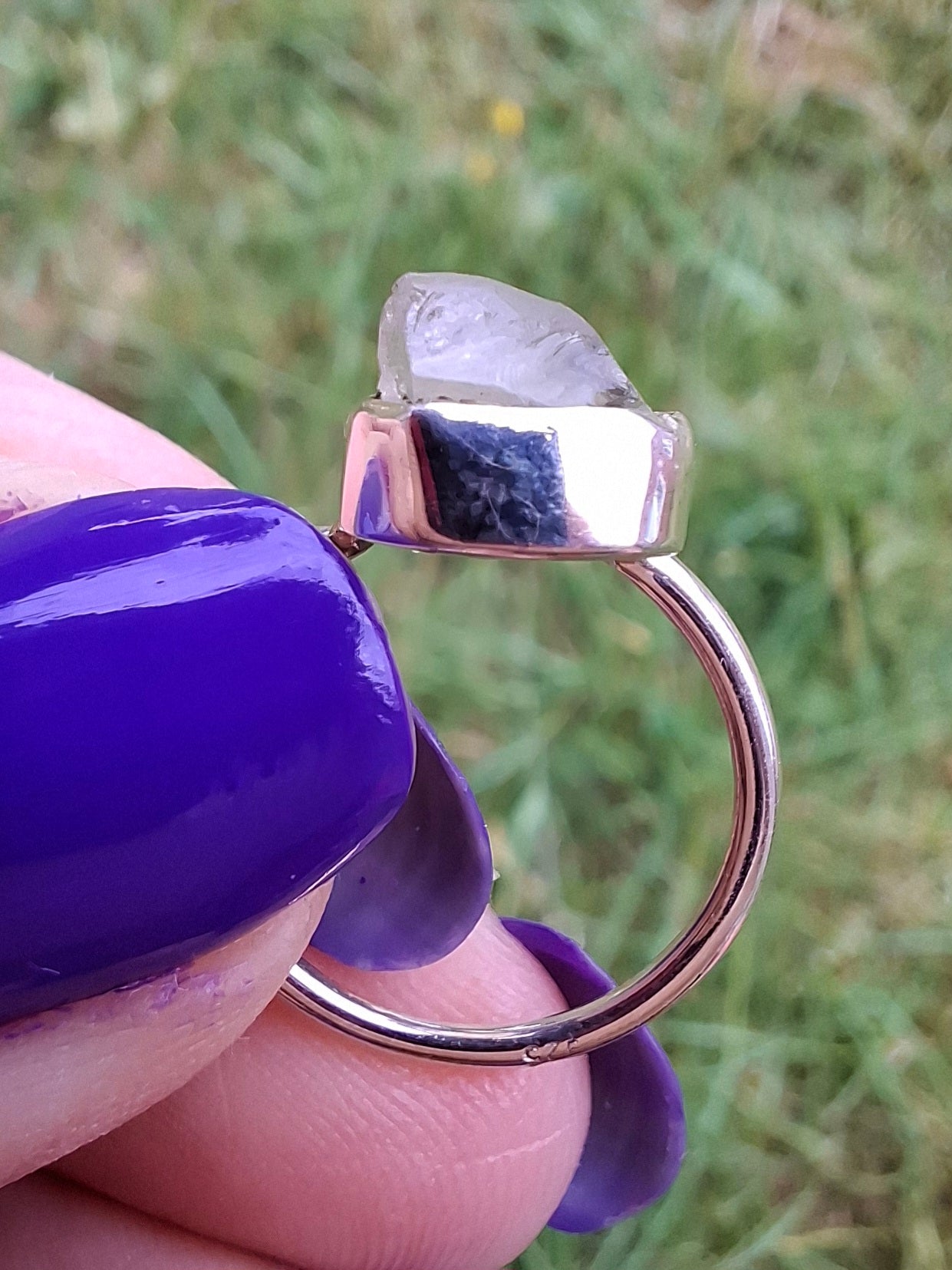 Libyan Desert Glass Ring, size large G, 925 Silver, Tektite (Ref: LR1)