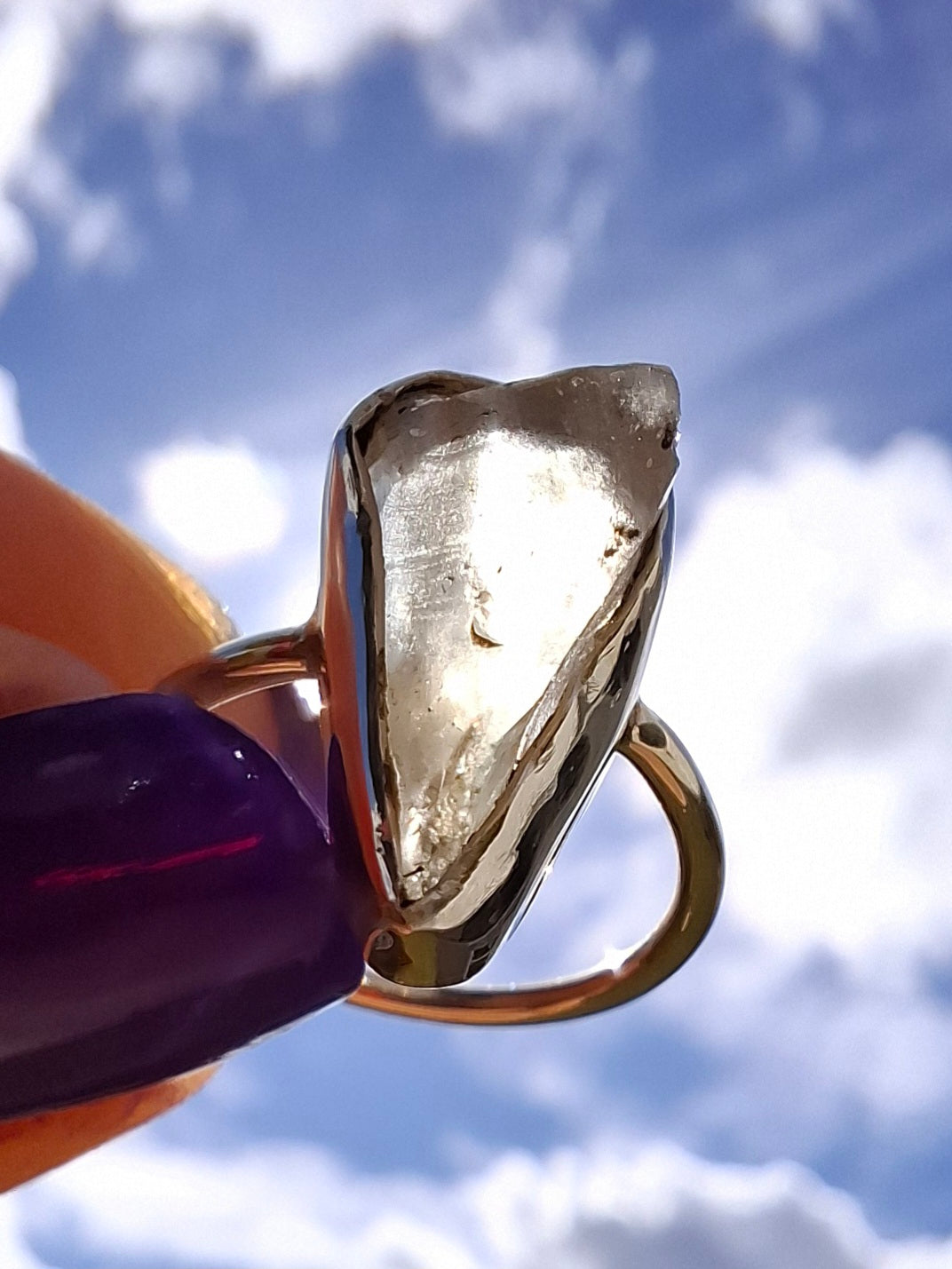 Libyan Desert Glass Ring, size large G, 925 Silver, Tektite (Ref: LR1)