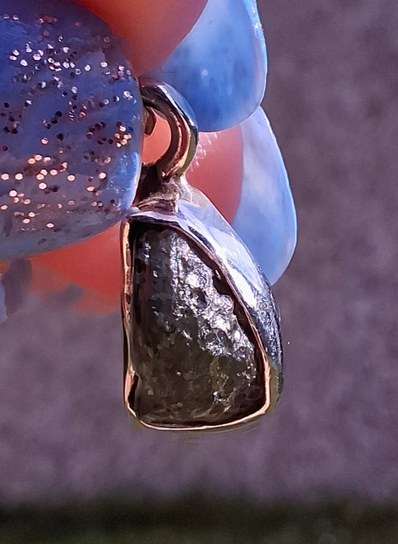 Moldavite Pendant, 925 Silver, Tektite (Ref: P51)