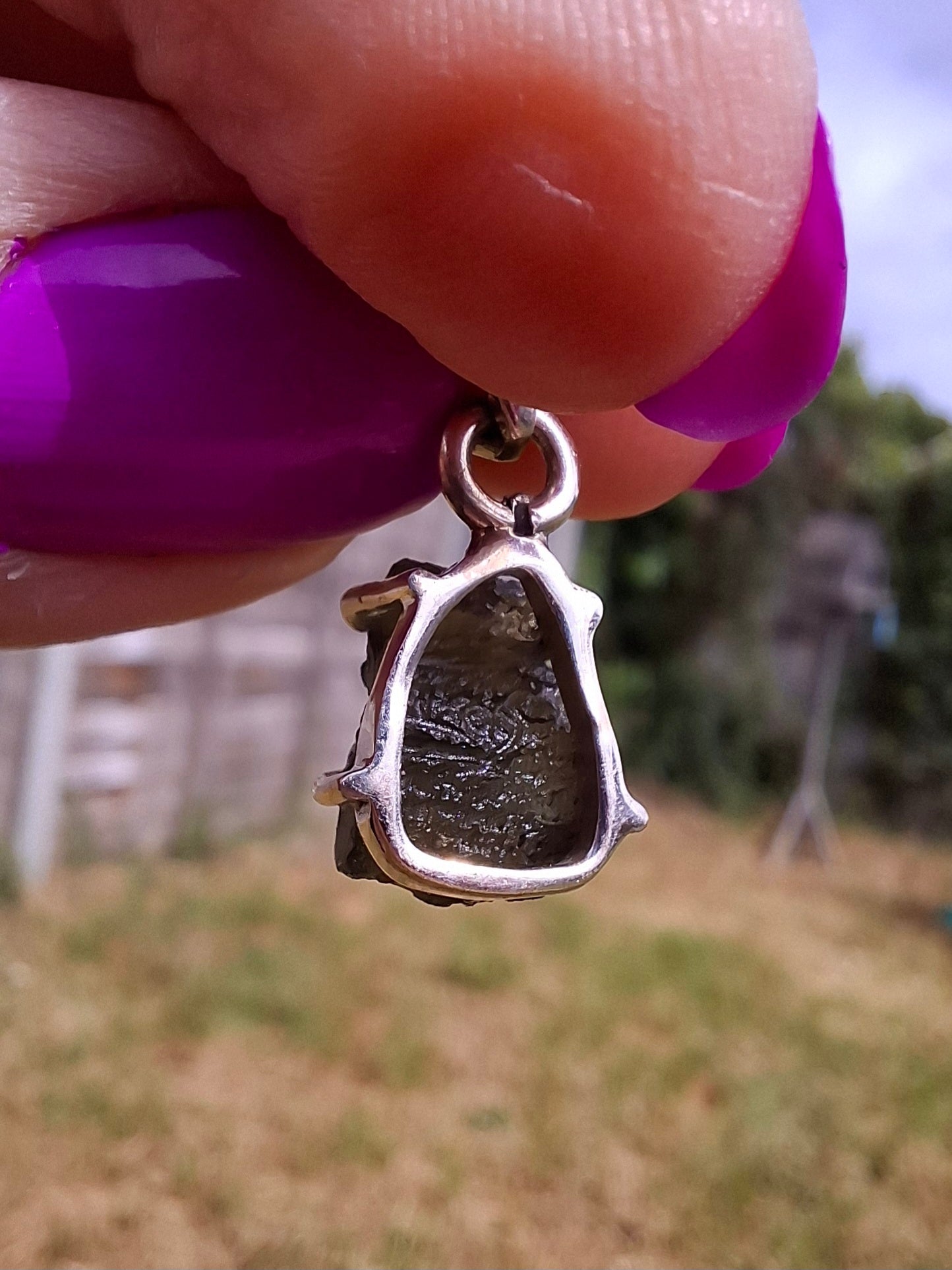 Moldavite Claw Pendant, 925 Silver, Tektite (Ref: P21)