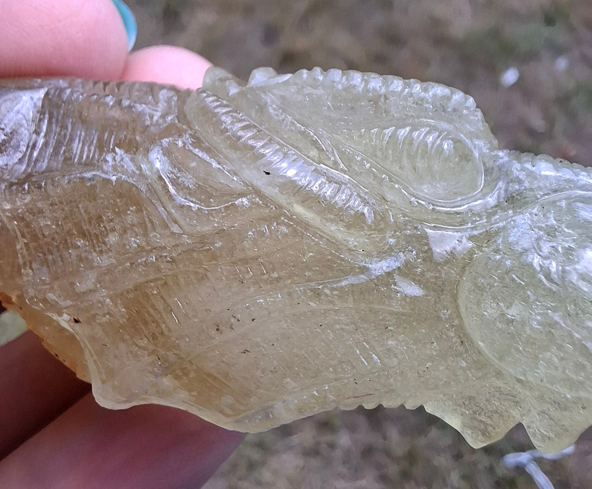 Libyan Desert Glass DRAGON HEAD carving, 48.11g, Tektite (Ref: Dragon4)