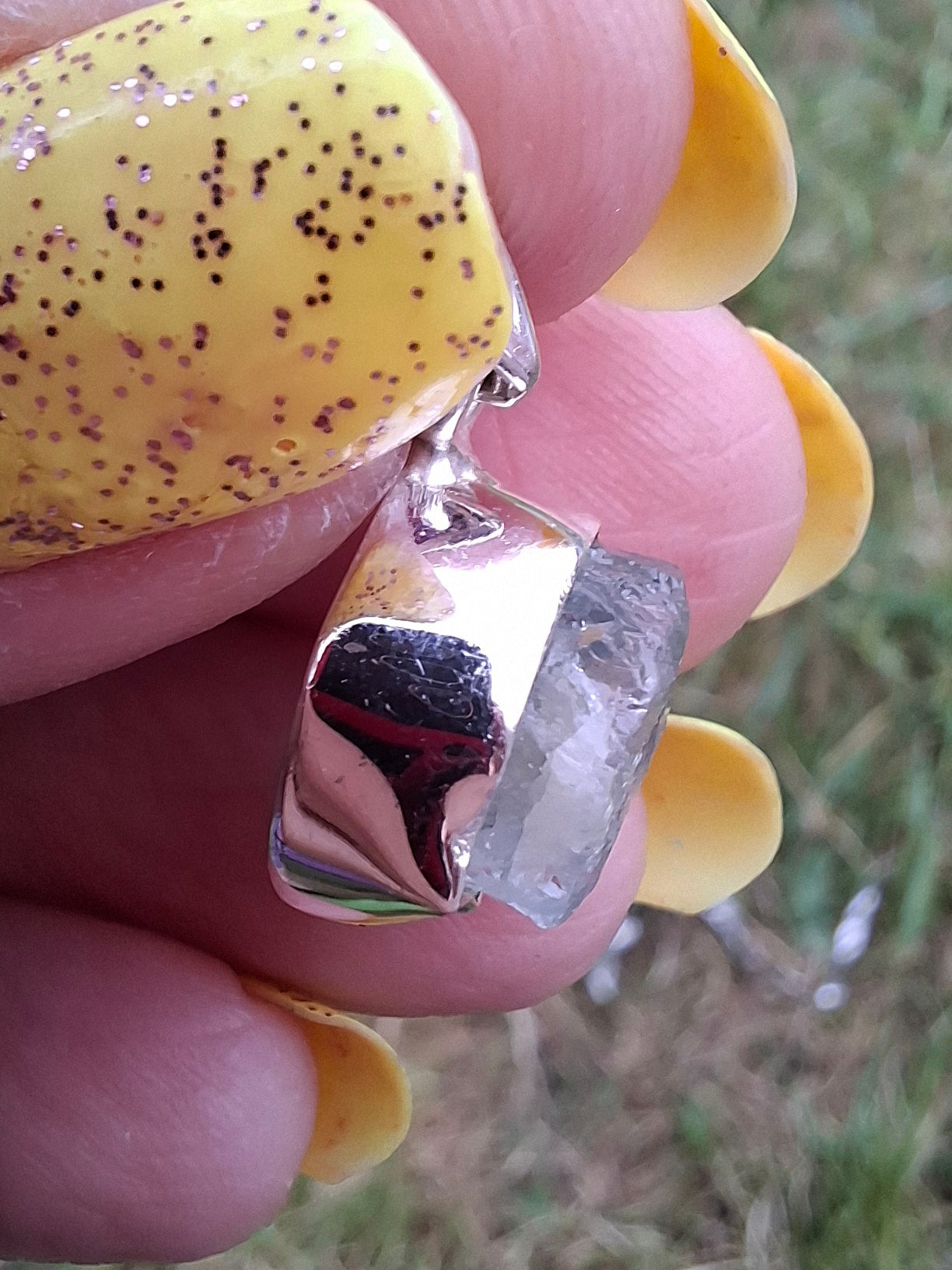 Aquamarine Pendant, 925 Silver, Crystal (Ref: AQ18)