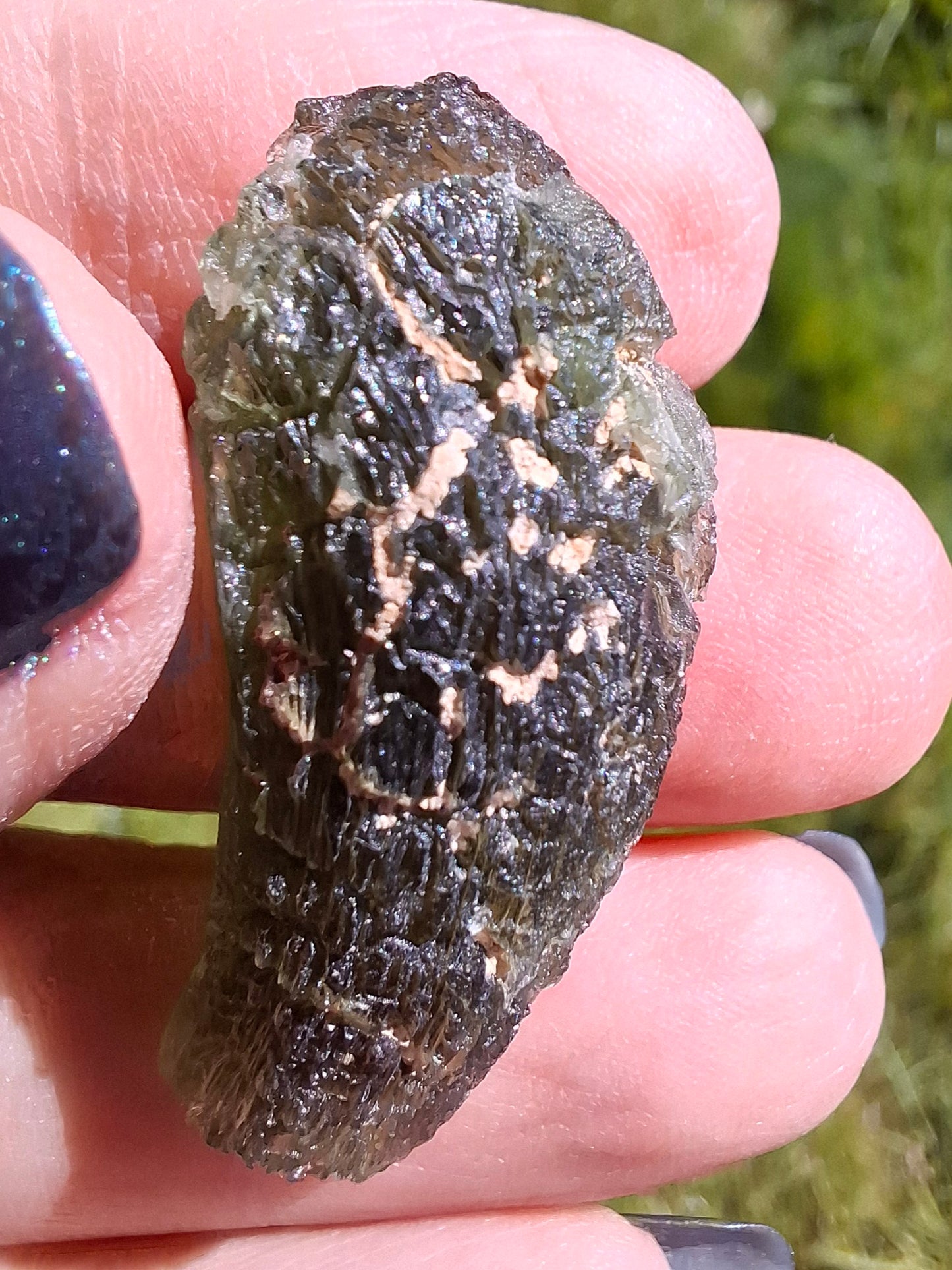 Moldavite Piece, NESMEN, 8.04g, Tektite (Ref: 1377)