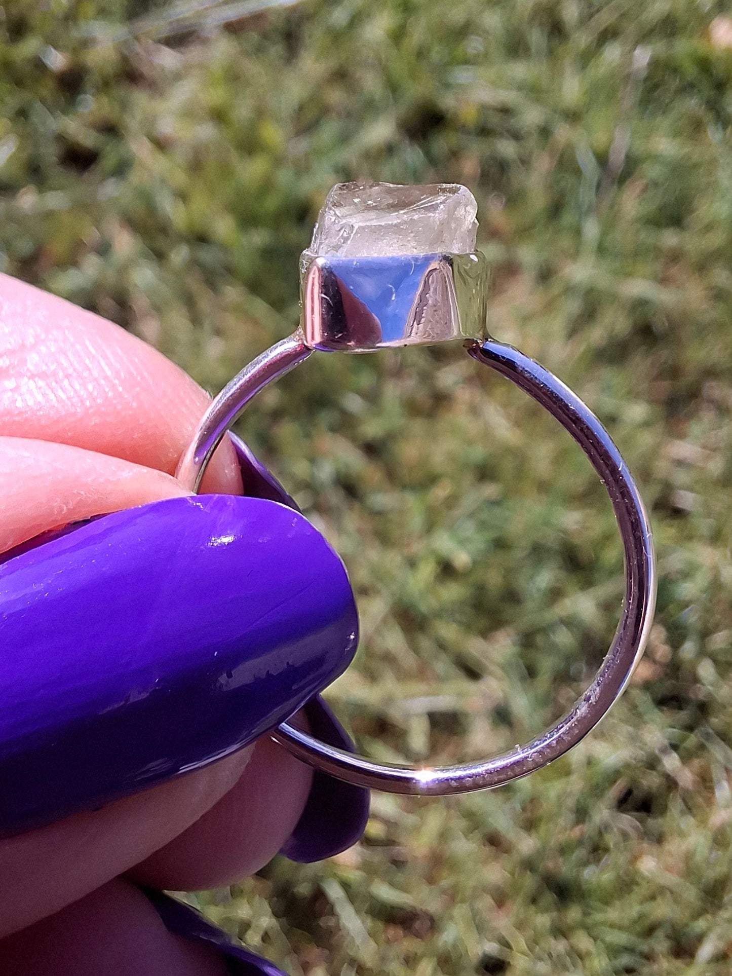 Libyan Desert Glass Ring, size large T, 925 Silver, Tektite (Ref: LR48)