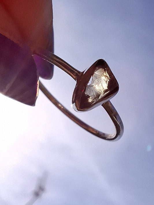 Moldavite Ring, size small S, 925 Silver, Tektite (Ref: R66)