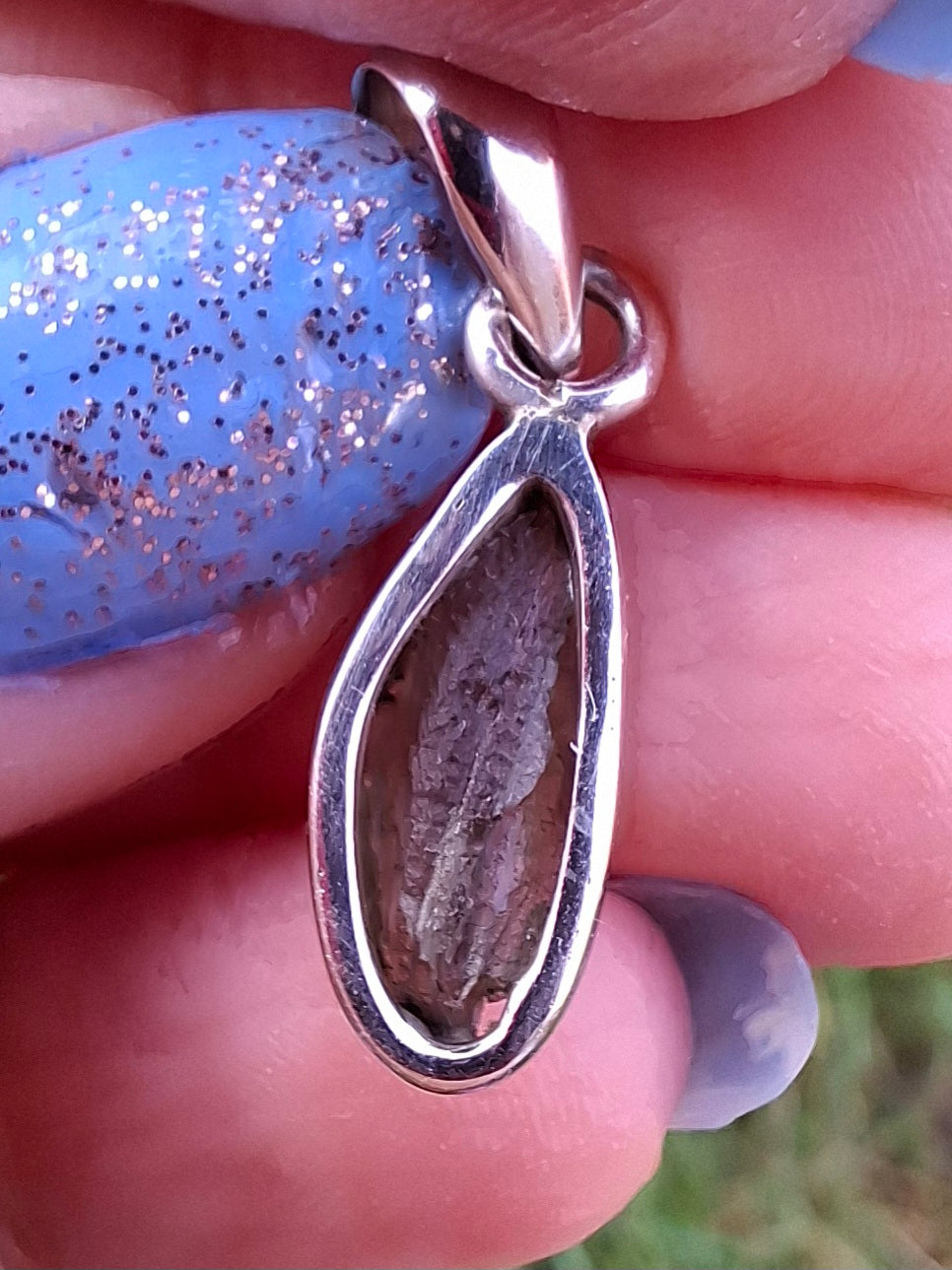 Moldavite Pendant, 925 Silver, Tektite (Ref: P43)
