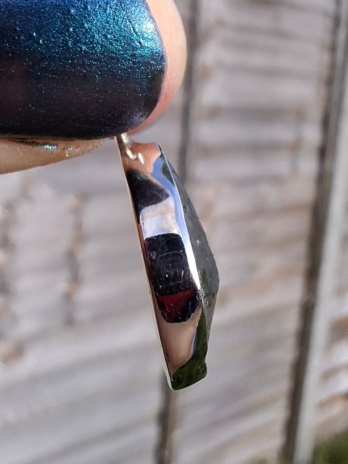 Moldavite Pendant, 925 Silver, Tektite (Ref: P10)