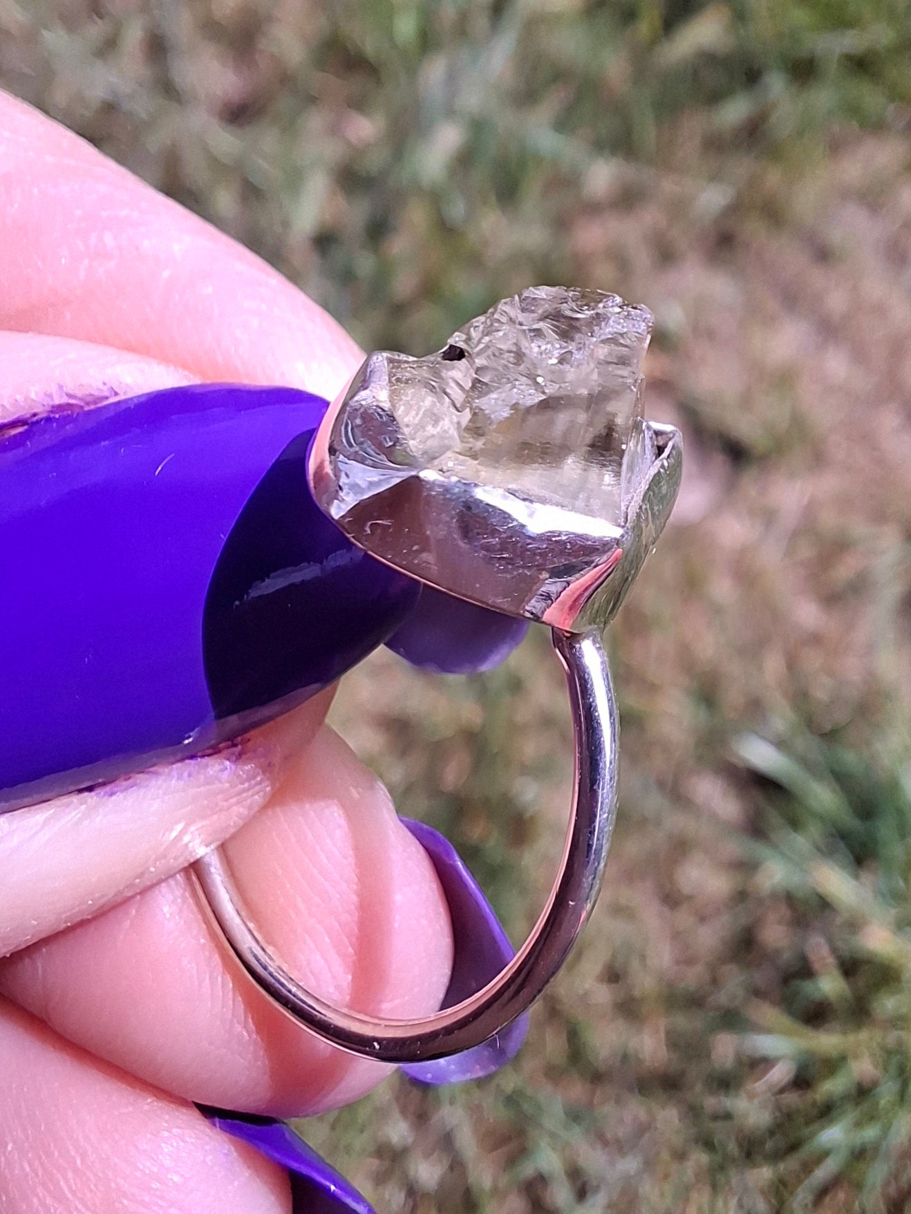 Libyan Desert Glass Ring, size Large O, 925 Silver, Tektite (Ref: LR21)