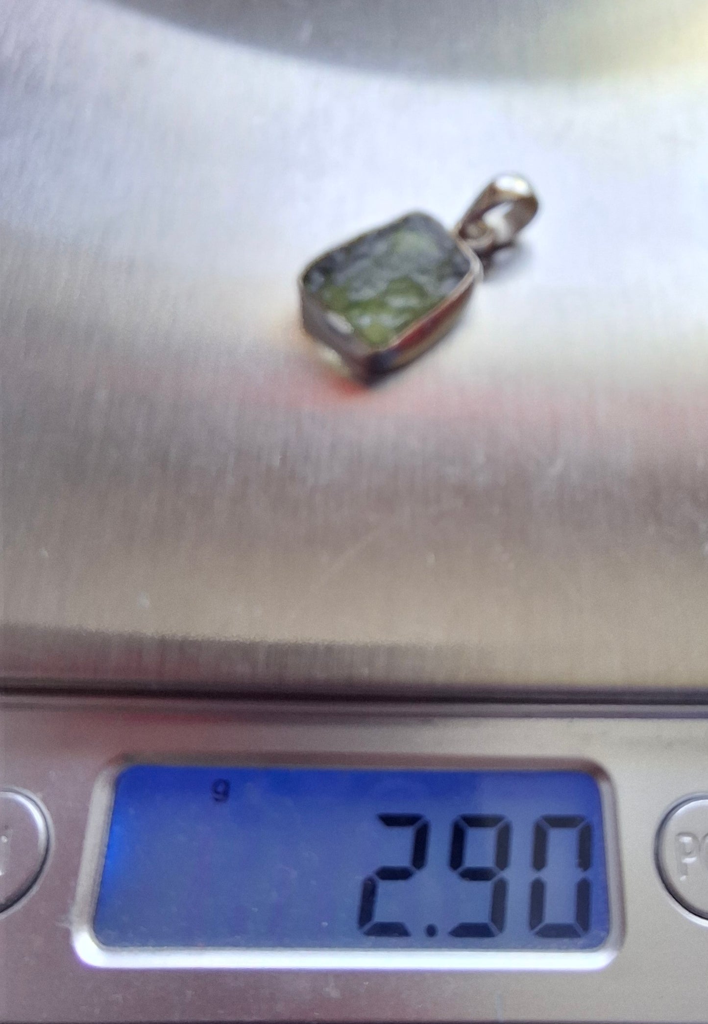 Moldavite Pendant, 925 Silver, Tektite (Ref: P9)