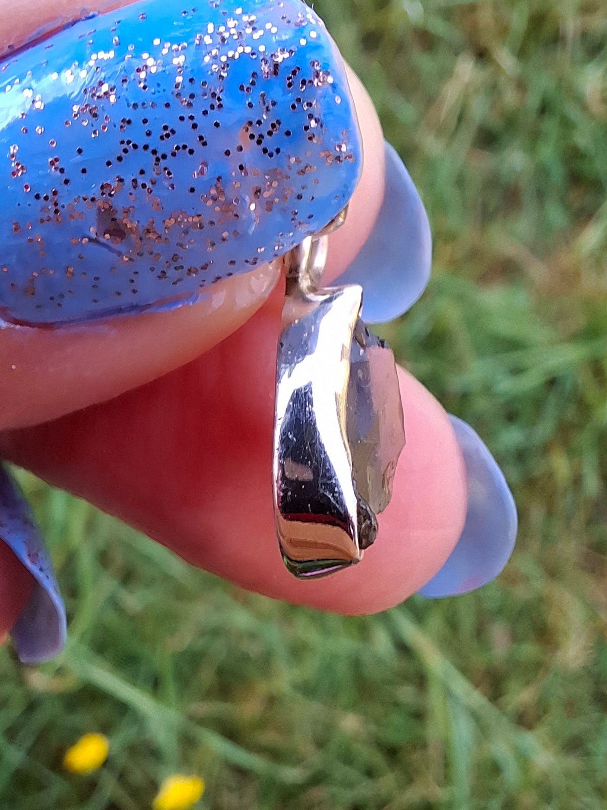 Moldavite Pendant, 925 Silver, Tektite (Ref: P30)