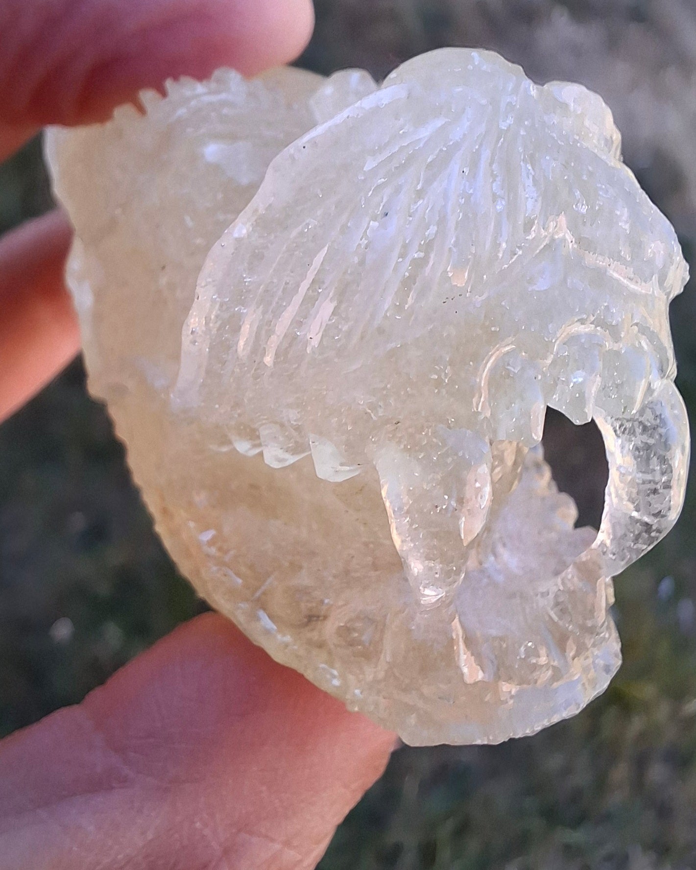 Libyan Desert Glass DRAGON HEAD Carving, 75.84g, Tektite (Ref: Dragon1)