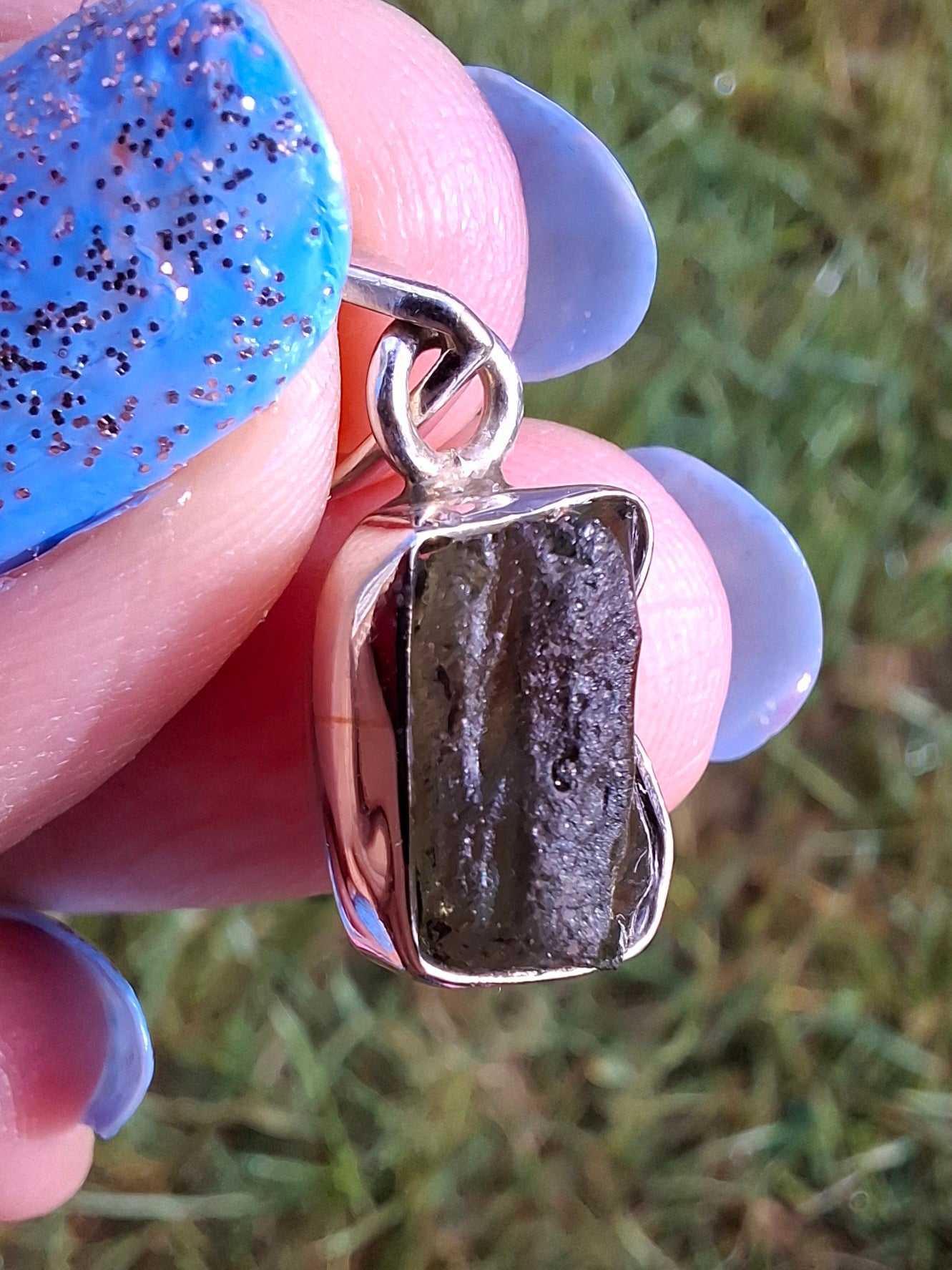 Moldavite Pendant, 925 Silver, Tektite (Ref: P31)