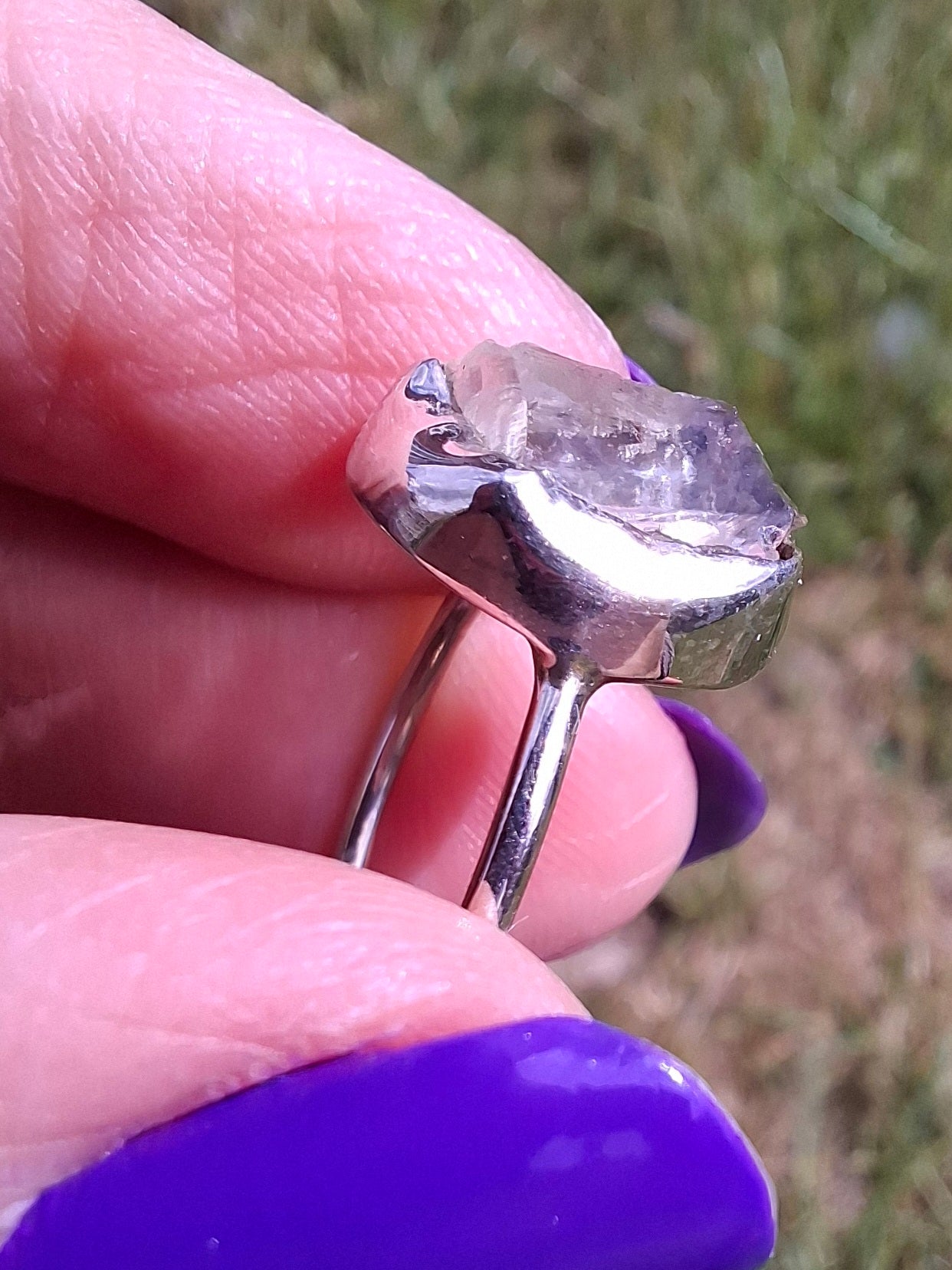 Libyan Desert Glass Ring, size large M, 925 Silver, Tektite (Ref: LR20)