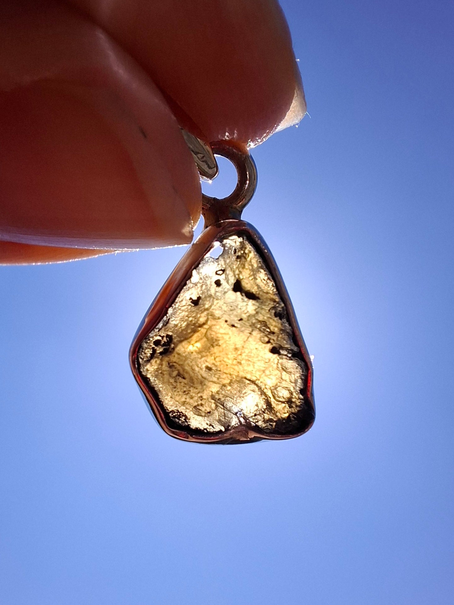 Moldavite Pendant, 925 silver, Tektite (P5)