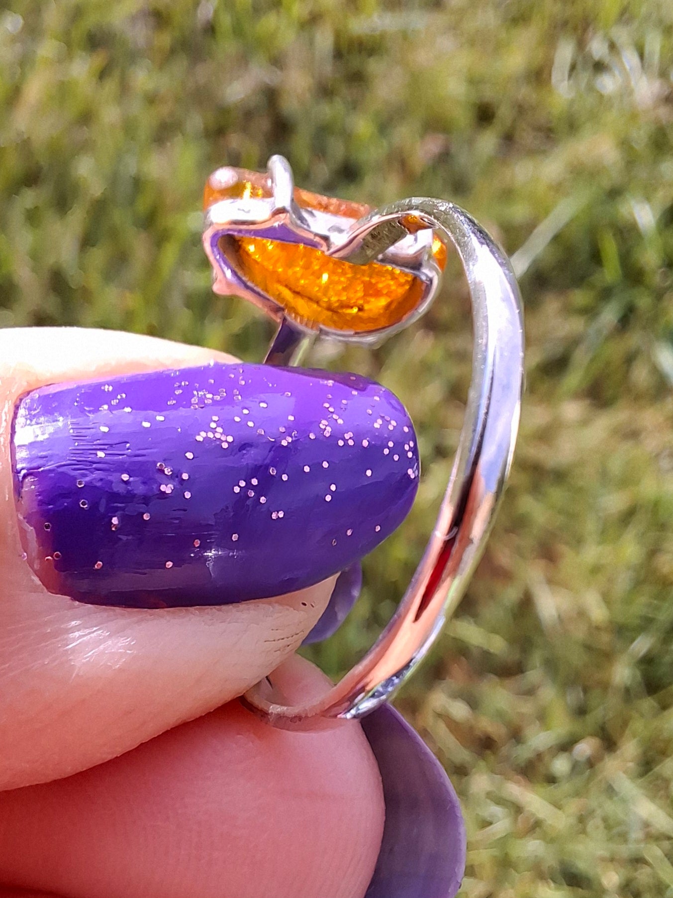 Baltic Amber Ring, size large V, 925 Silver, Fossil (Ref: AR26)