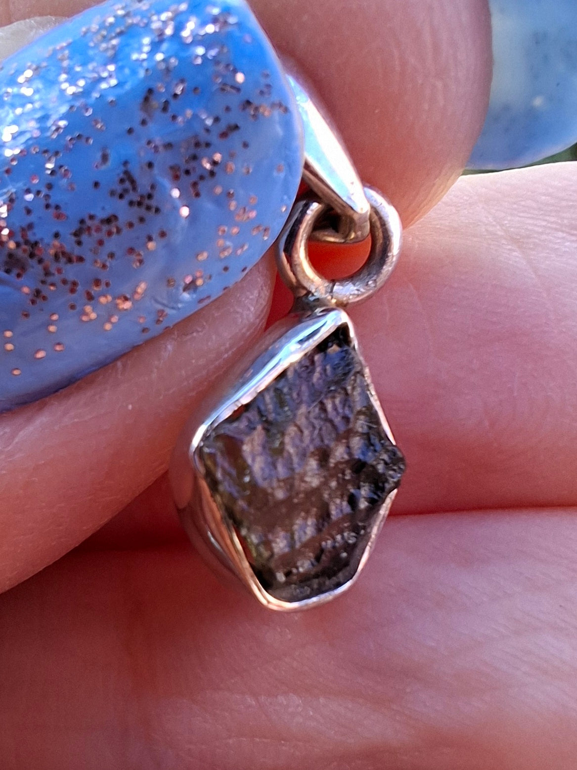 Moldavite Pendant, 925 Silver, Tektite (Ref: P88)