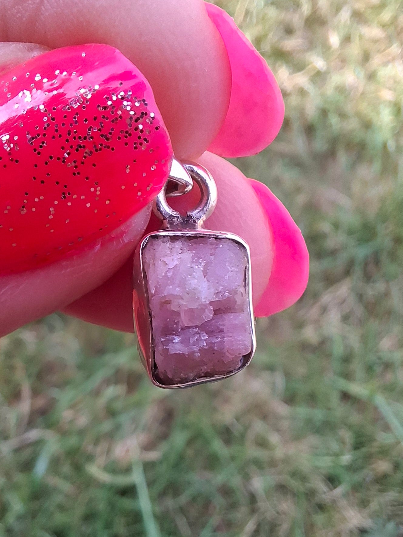 Pink Tourmaline Pendant, 925 Silver, Crystal (Ref: PT81)