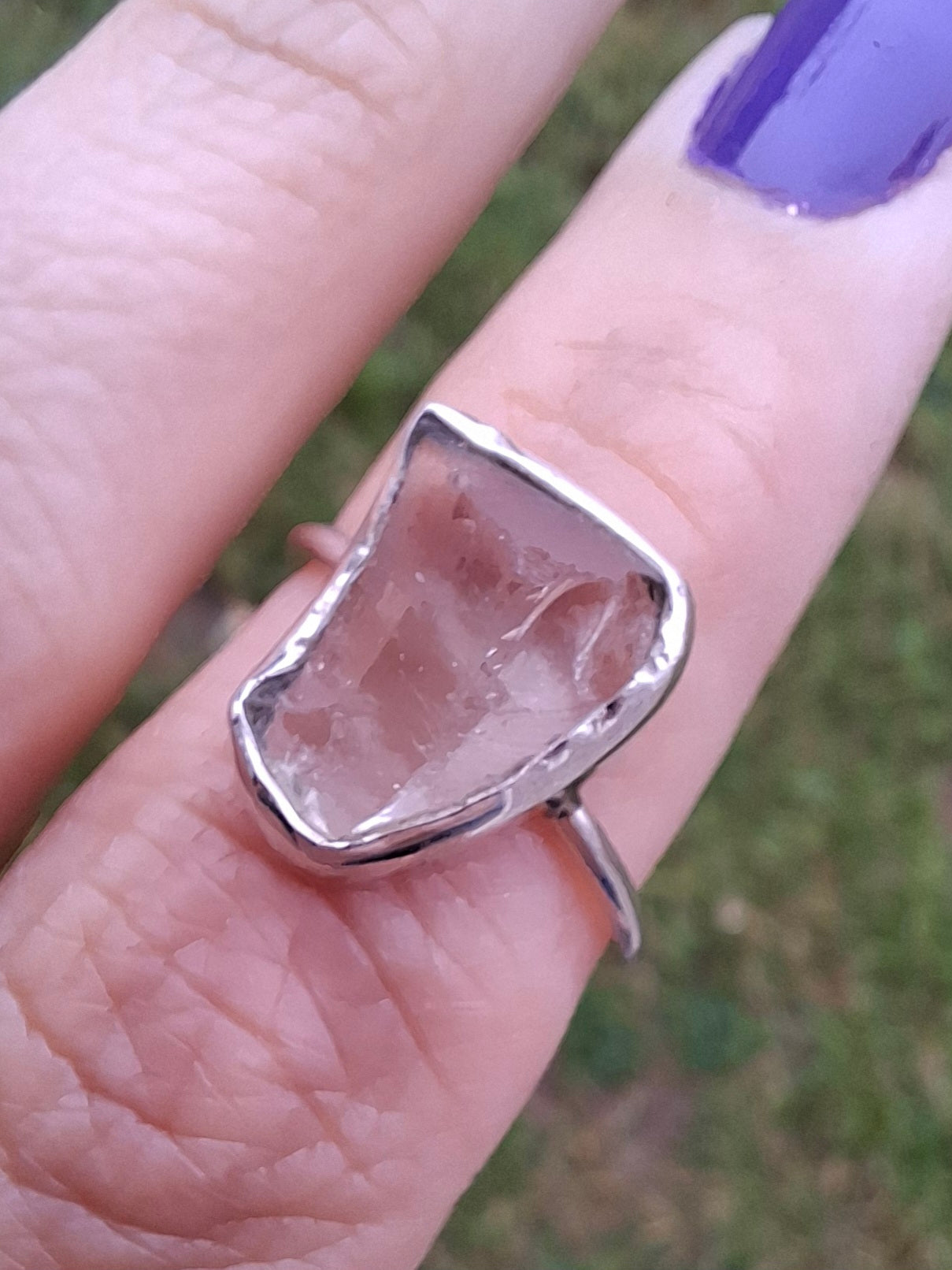 Libyan Desert Glass Ring, size large P, 925 Silver, Tektite (Ref: LR30)