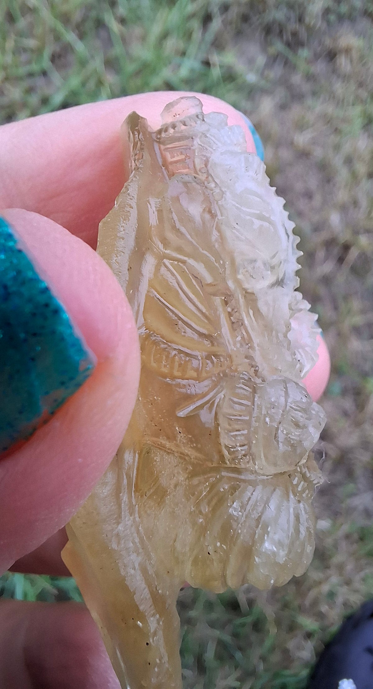 Libyan Desert Glass carving, GANESHA, 26.47g, Tektite (Ref: Ganesha1)