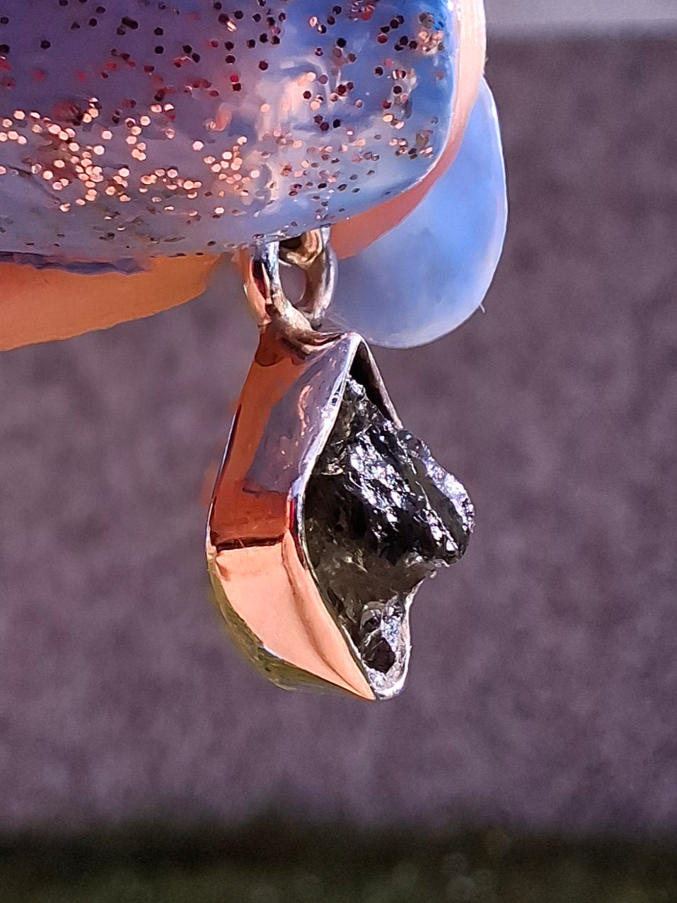 Moldavite Pendant, 925 Silver, Tektite (Ref: P45)