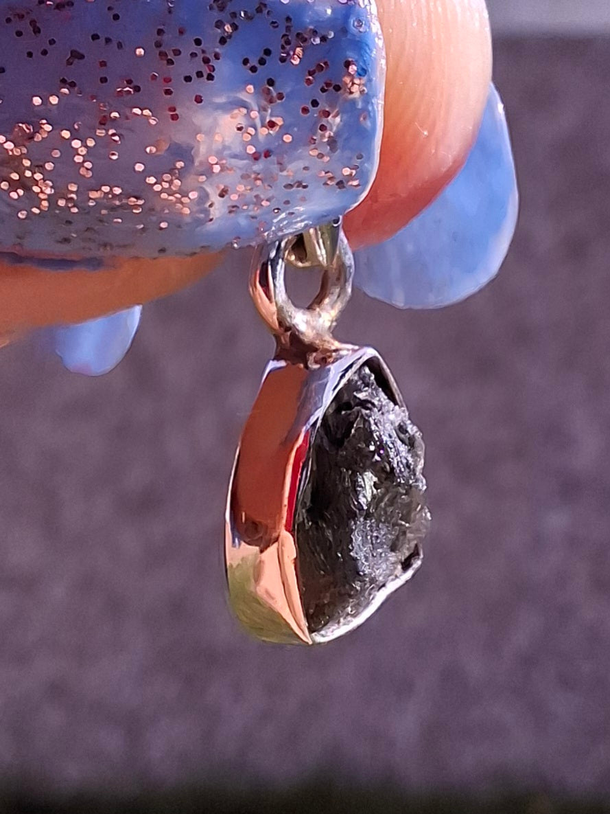 Moldavite Piece, 925 Silver, Tektite (Ref: P54)