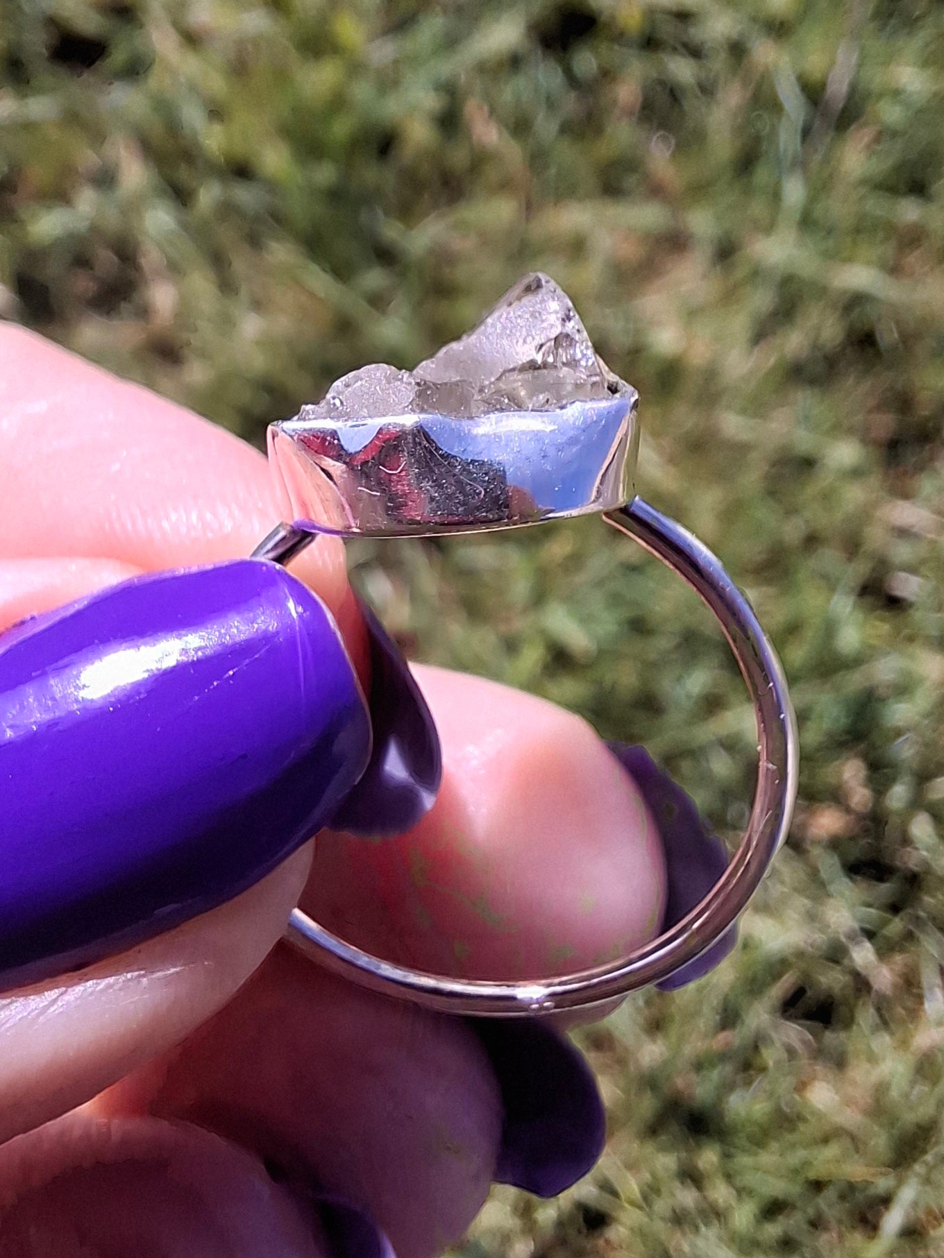 Libyan Desert Glass Ring, size U, 925 Silver, Tektite (Ref: LR52)