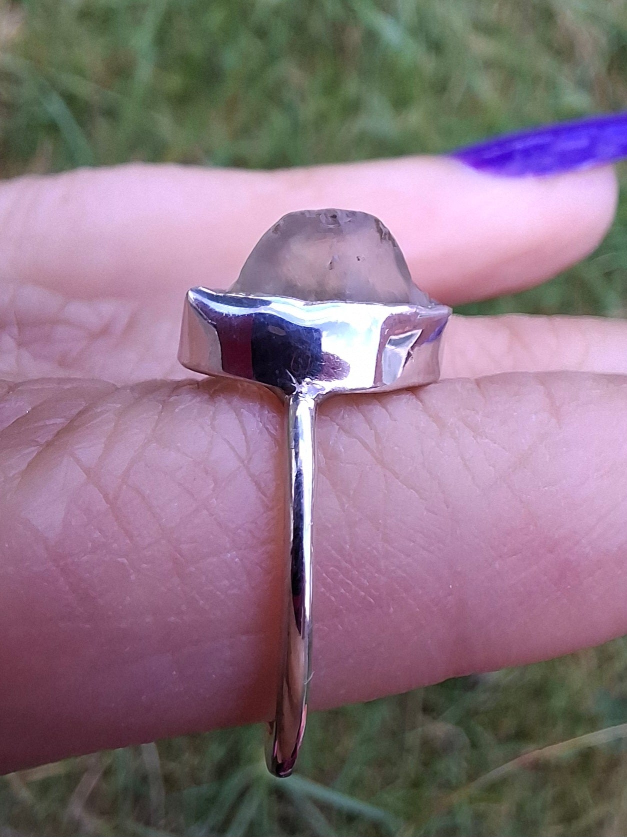 Libyan Desert Glass Ring, size large K/small L, 925 Silver, Tektite (Ref: LR17)