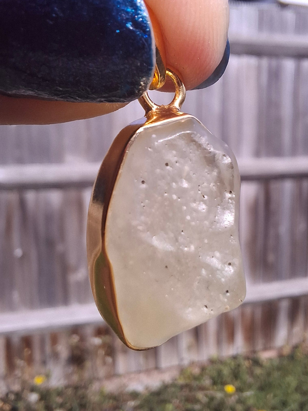 Libyan Desert Glass Pendant, 14K GOLD Plated, Tektite (Ref: LP123)