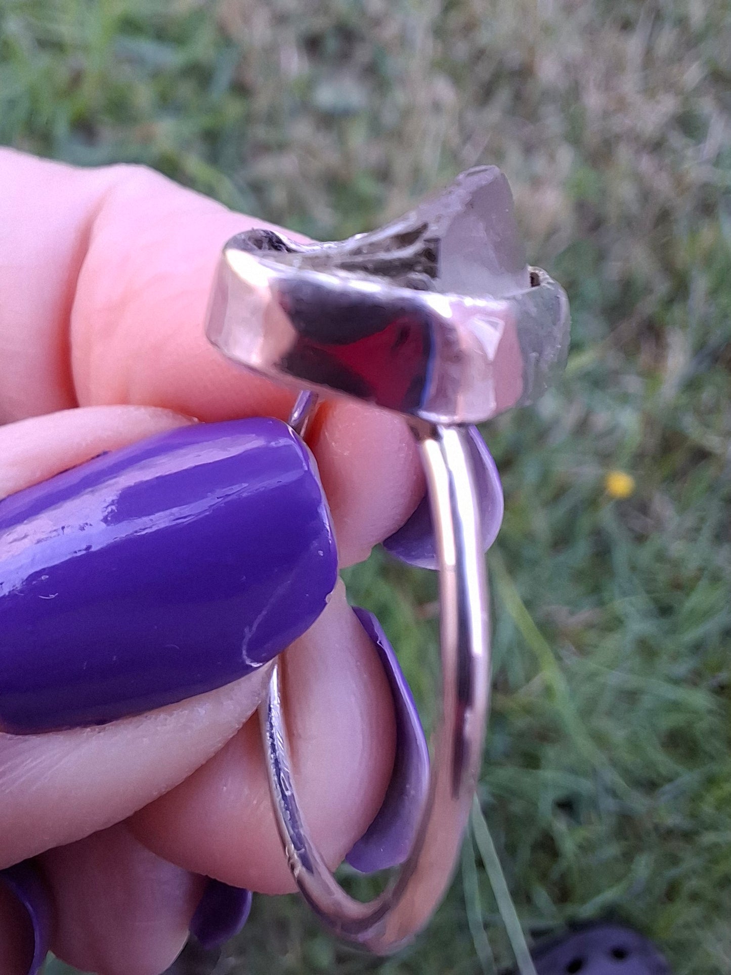 Libyan Desert Glass Ring, size large R/small S, 925 Silver, Tektite (Ref: LR42)