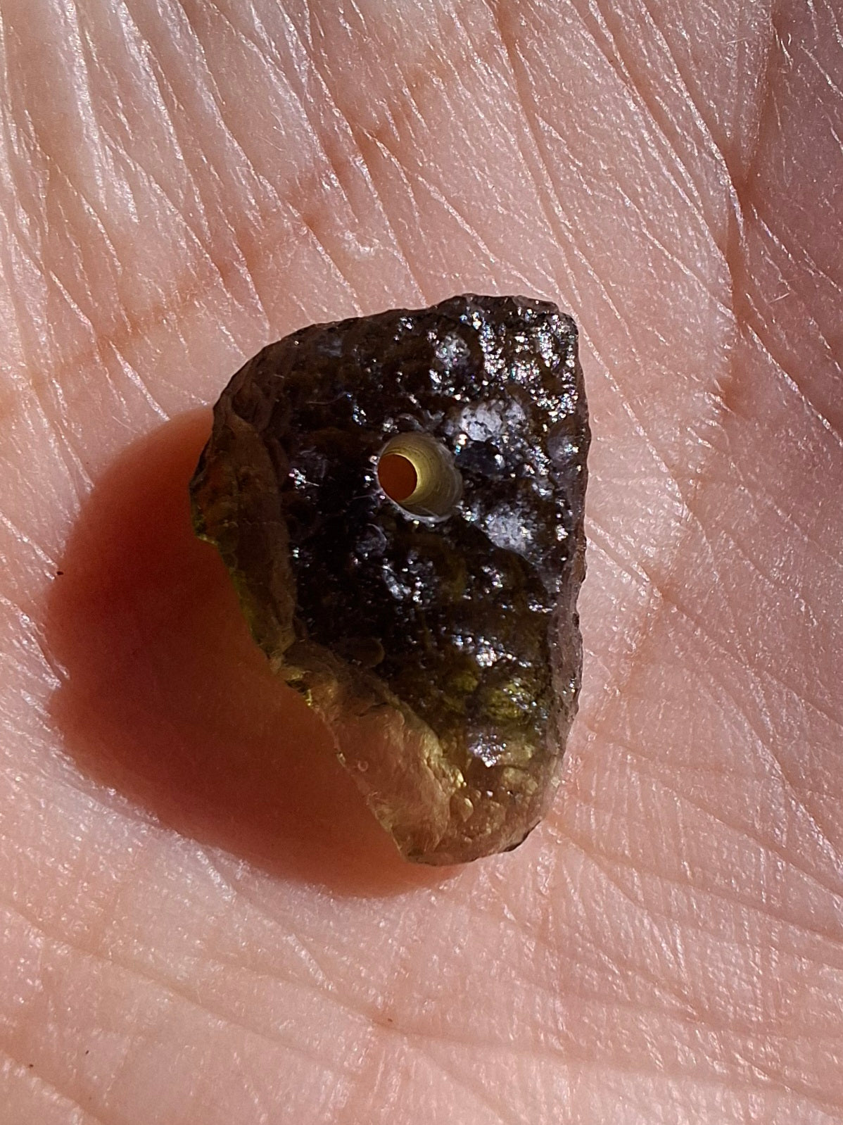 DRILLED, Moldavite Piece, 1.07g, Tektite (Ref: D30)