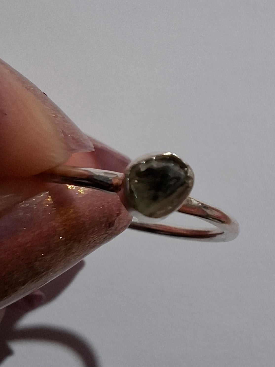 Moldavite Ring, size M, 925 Silver, Tektite (Ref: R31)