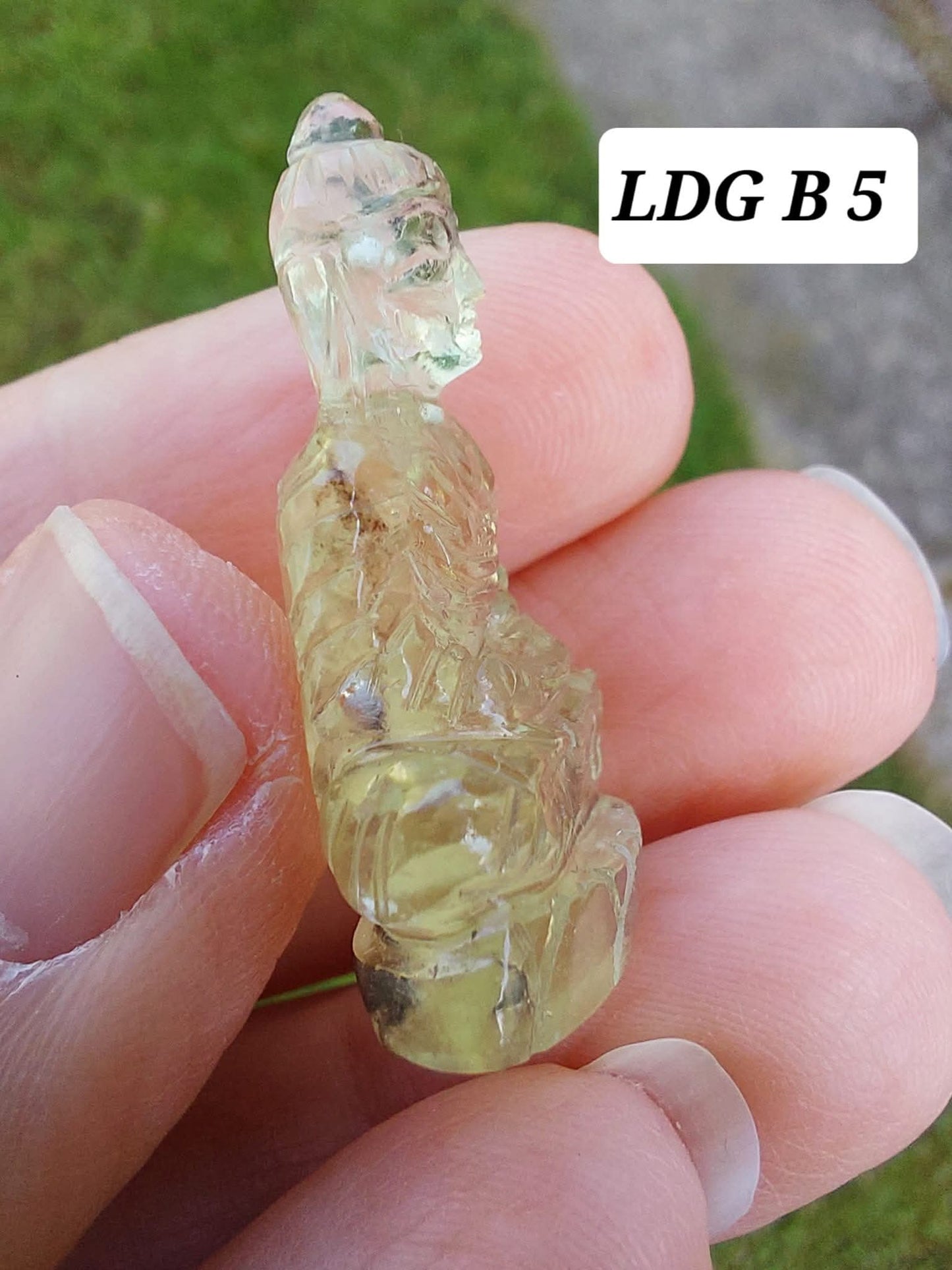 Libyan Desert Glass BUDDHA Carving, 4.61g, Tektite (Ref: LDG B5)