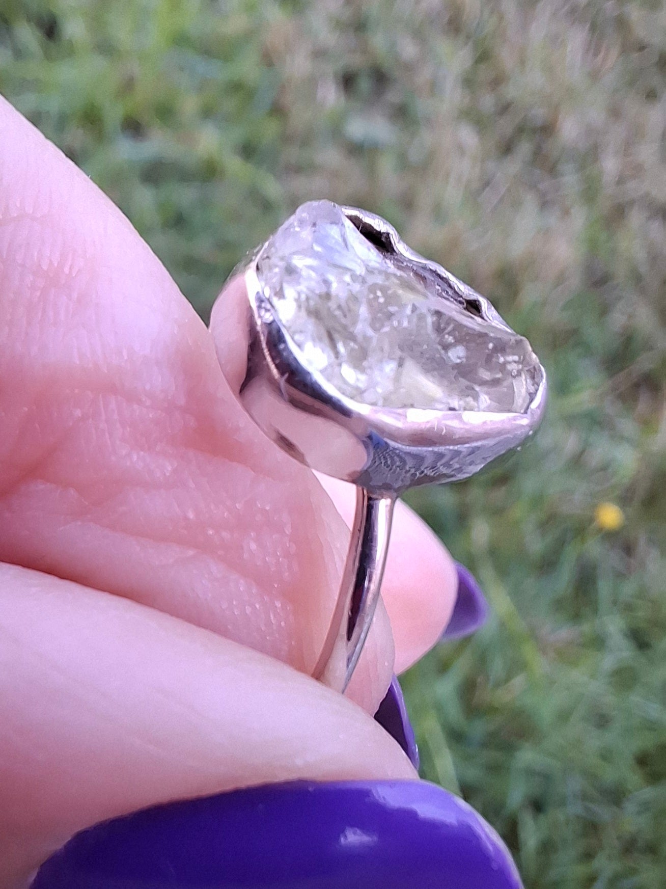 Libyan Desert Glass Ring, size large T, 925 Silver, Tektite (Ref: LR50)