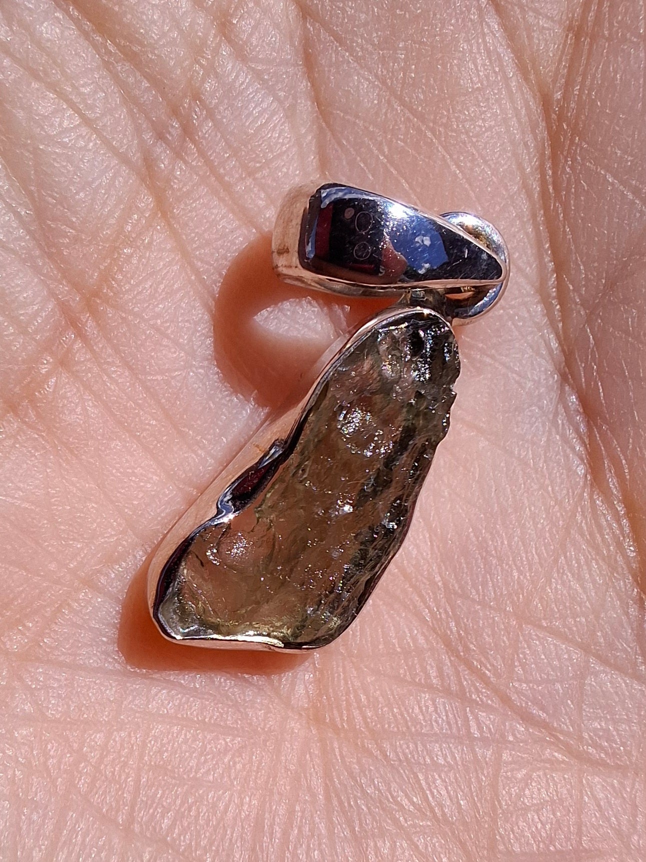 Moldavite Pendant, 925 Silver, Tektite (Ref: P94)