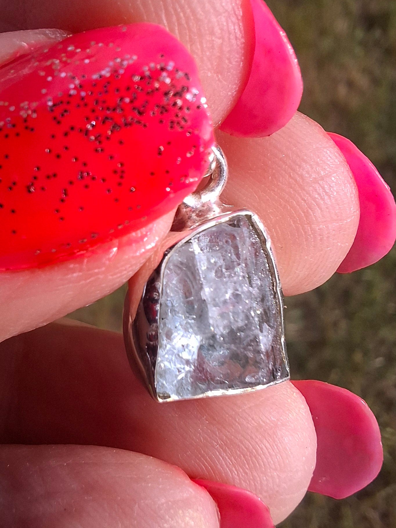 Aquamarine Pendant, 925 Silver, Crystal (Ref: AQ19)