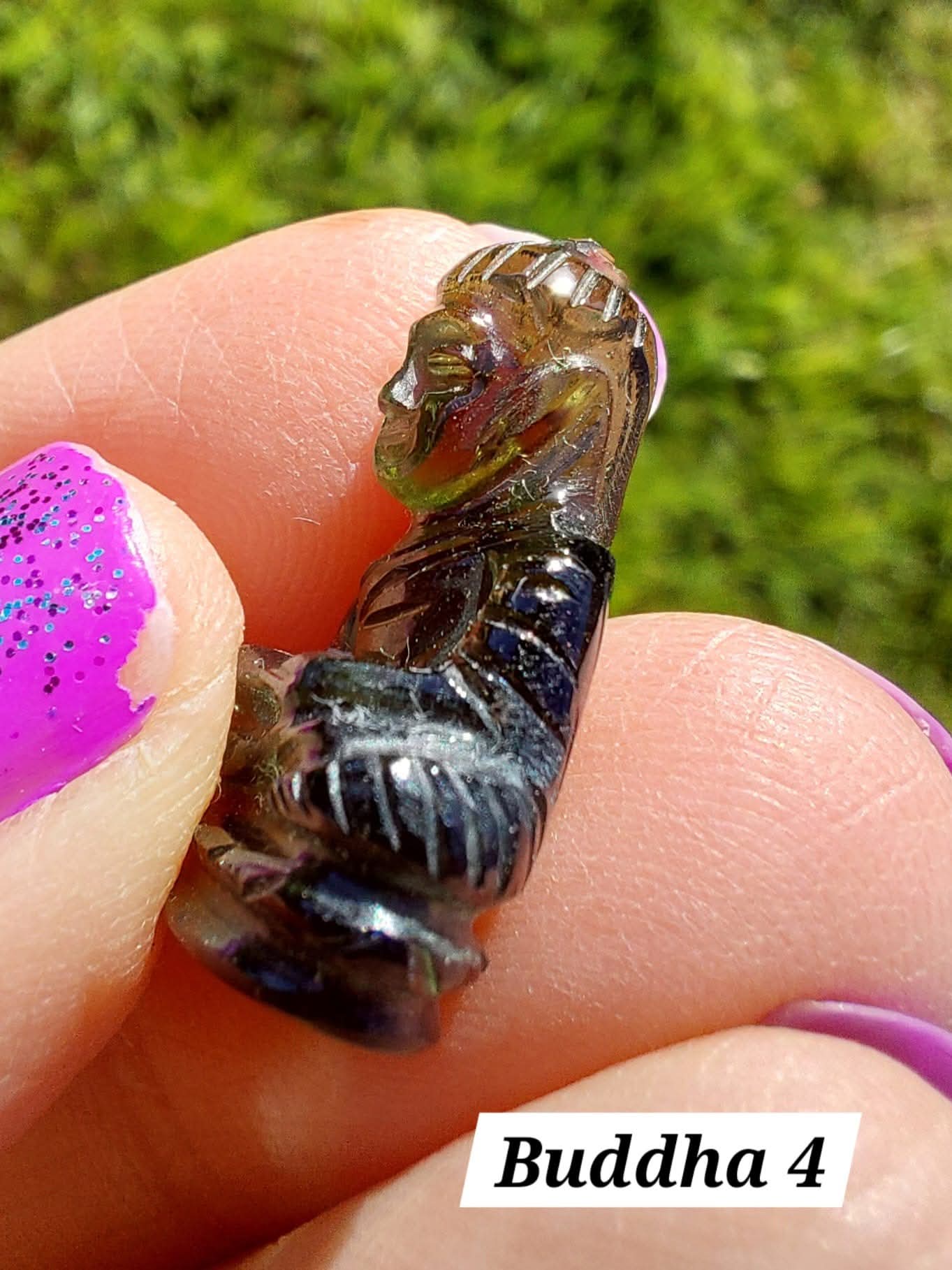 Moldavite BUDDHA Carving, 2.71g, Tektite (Ref: Buddha4)