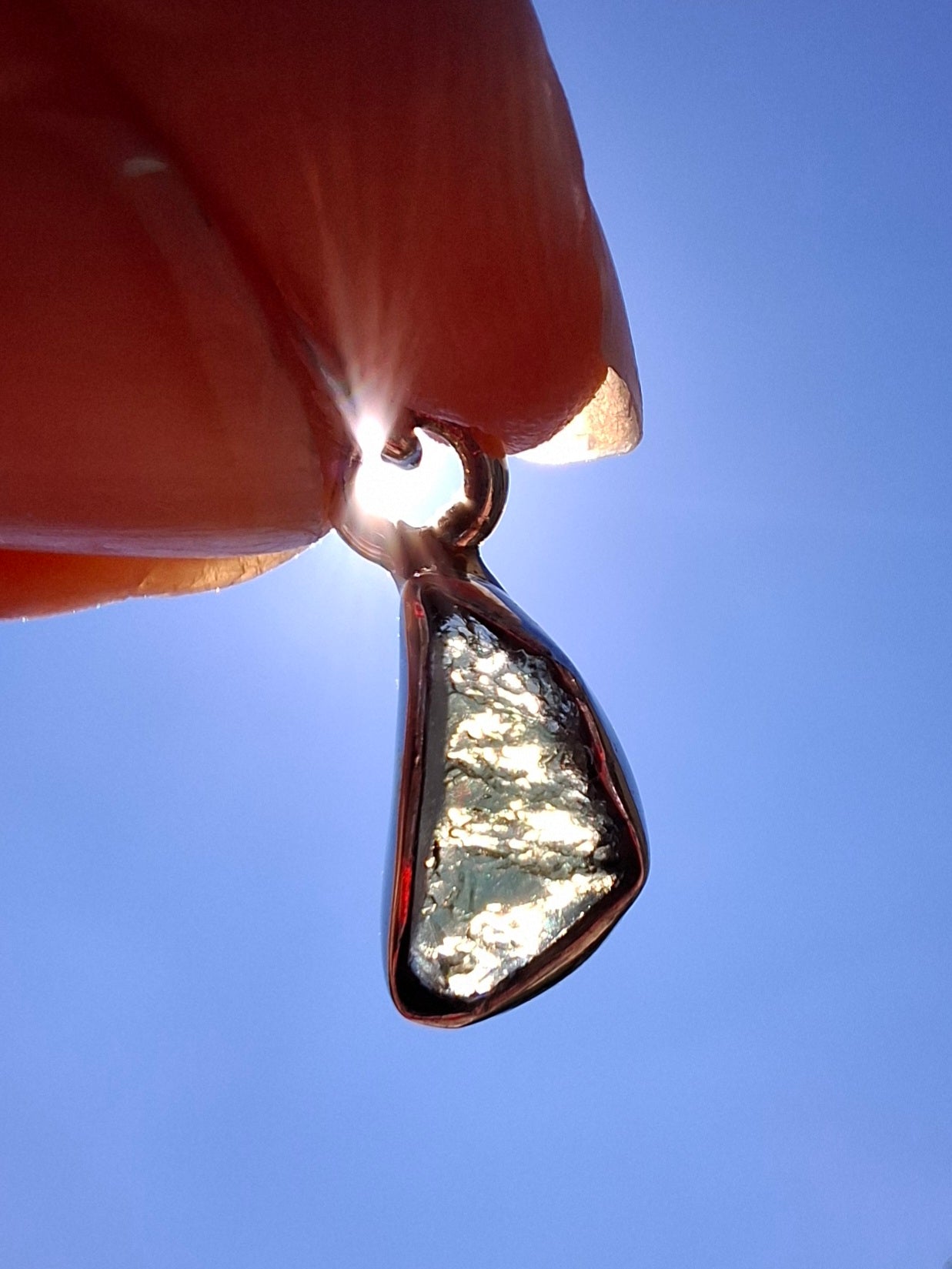 Moldavite Pendant, 925 Silver, Tektite (Ref: P33)