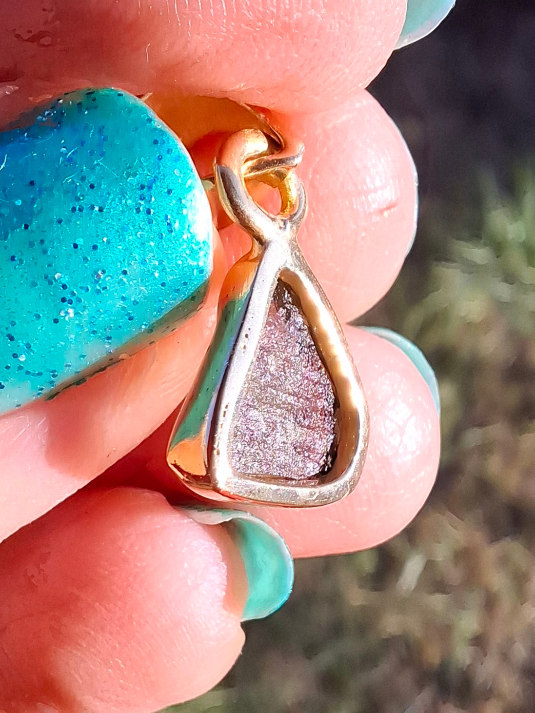 Moldavite Pendant, 14K GOLD Plated, Tektite (Ref: P452)