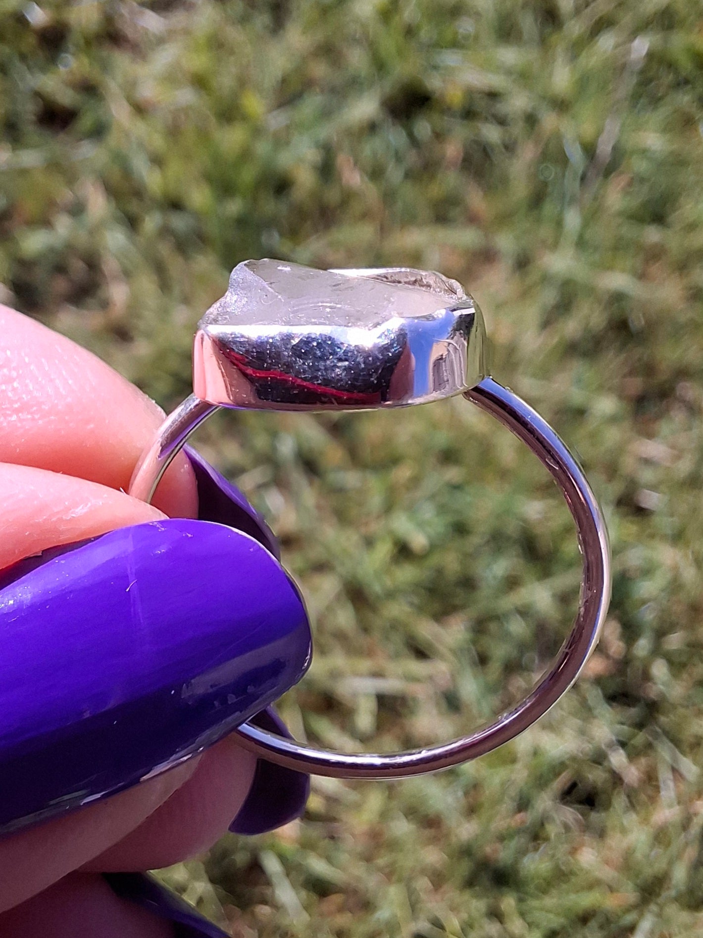 Libyan Desert Glass Ring, size large U, 925 Silver, Tektite (Ref: LR53)