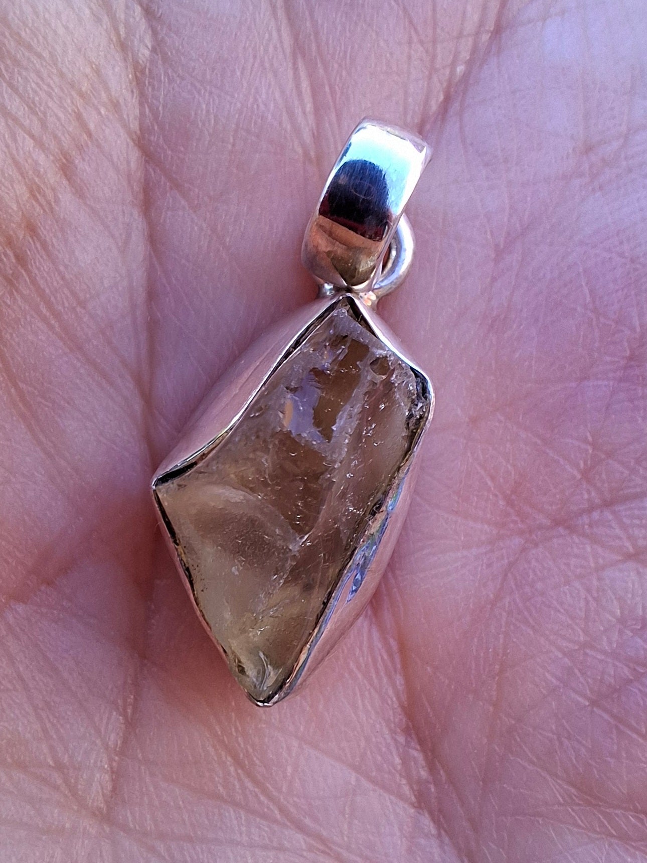 Libyan Desert Glass Pendant, 925 Silver, Tektite (Ref: LP97)