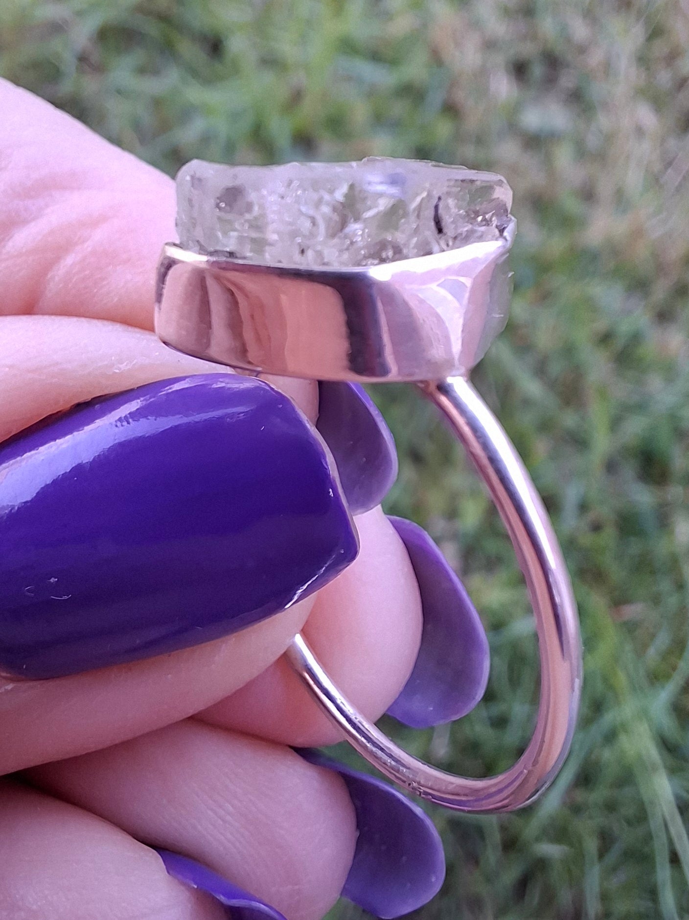 Libyan Desert Glass Ring, size large R/small S, 925 Silver, Tektite (Ref: LR43)